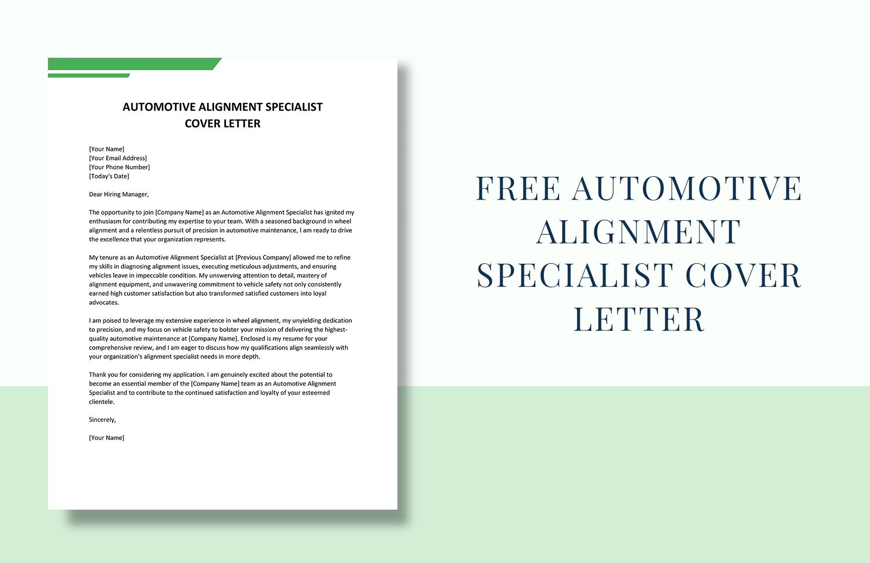 Automotive Alignment Specialist Cover Letter in Word, Google Docs