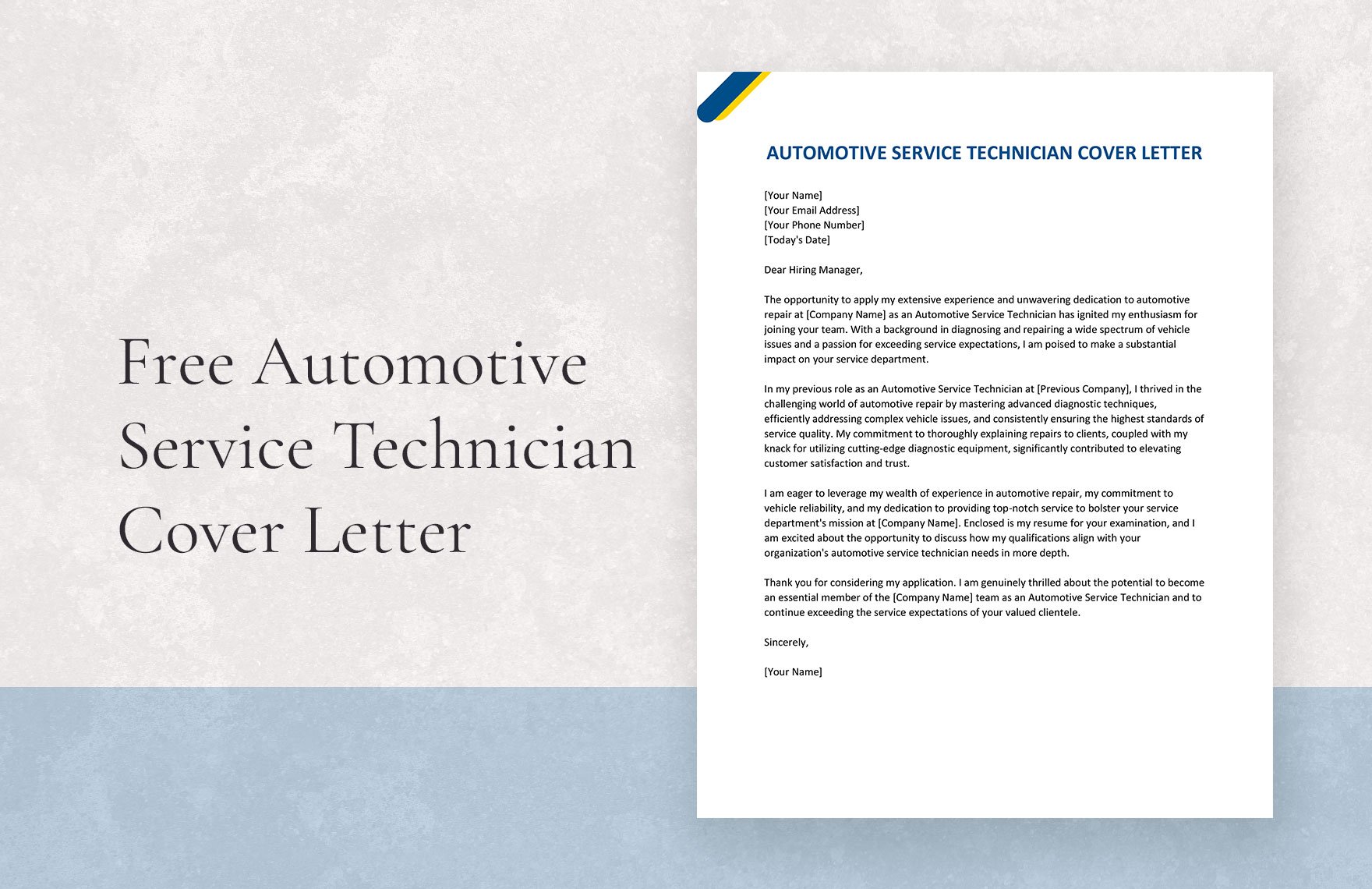 Automotive Service Technician Cover Letter