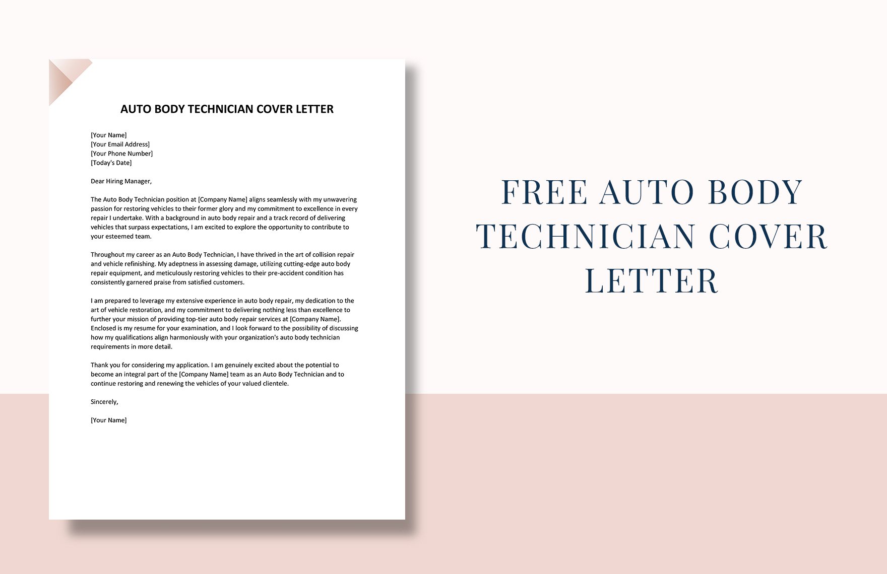 Auto Body Technician Cover Letter in Word, Google Docs