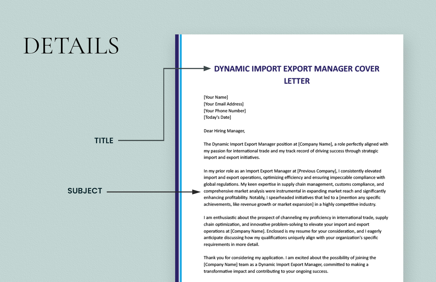 Dynamic Import Export Manager Cover Letter
