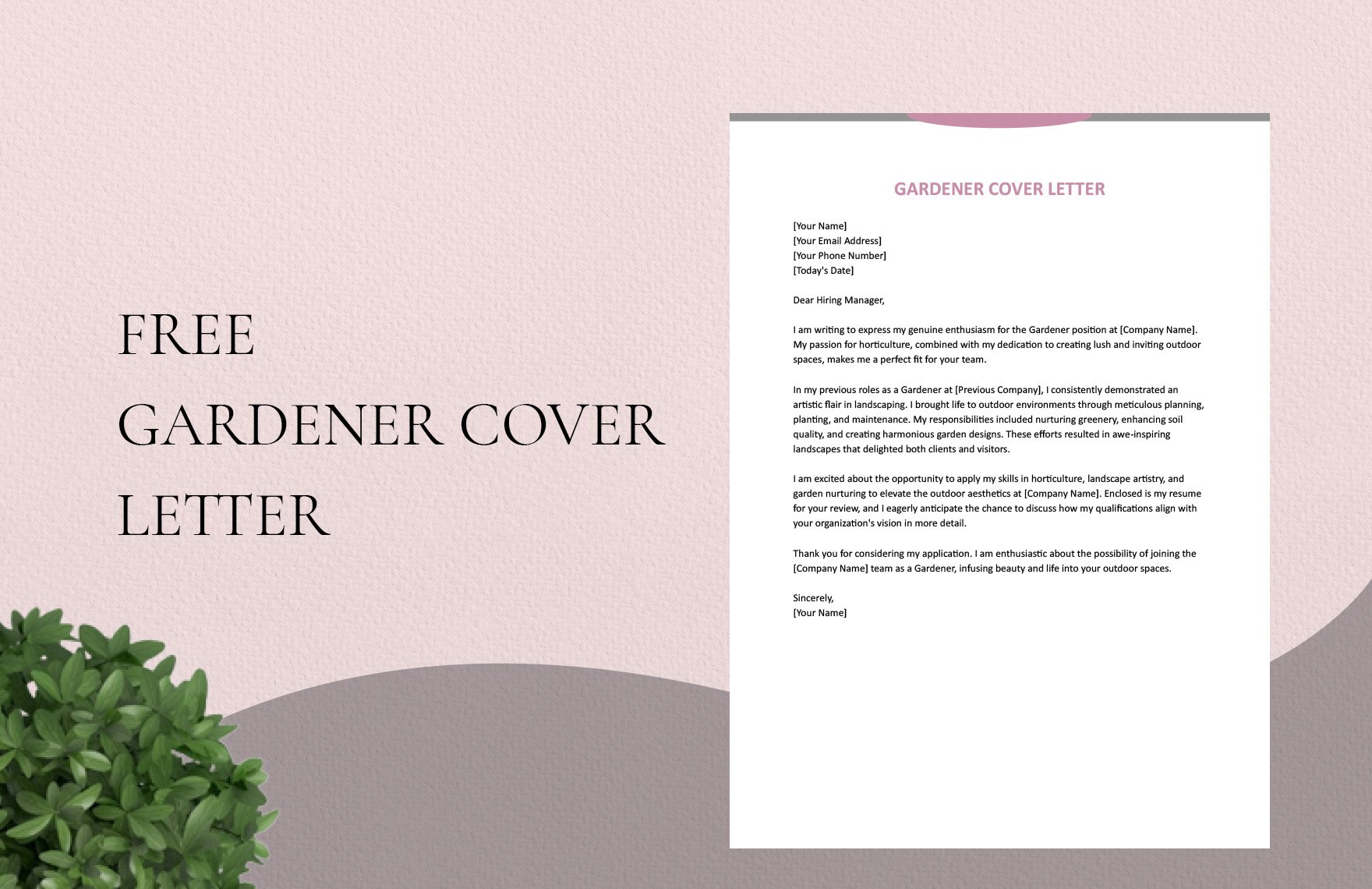 Gardener Cover Letter in Word