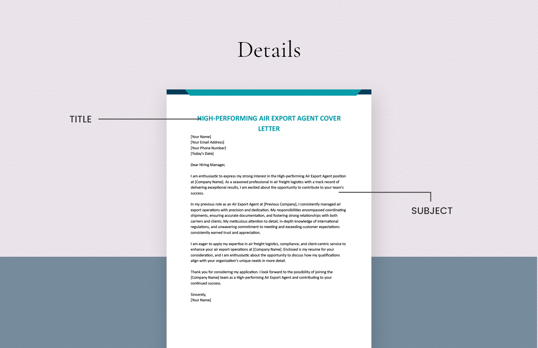 High-performing Air Export Agent Cover Letter