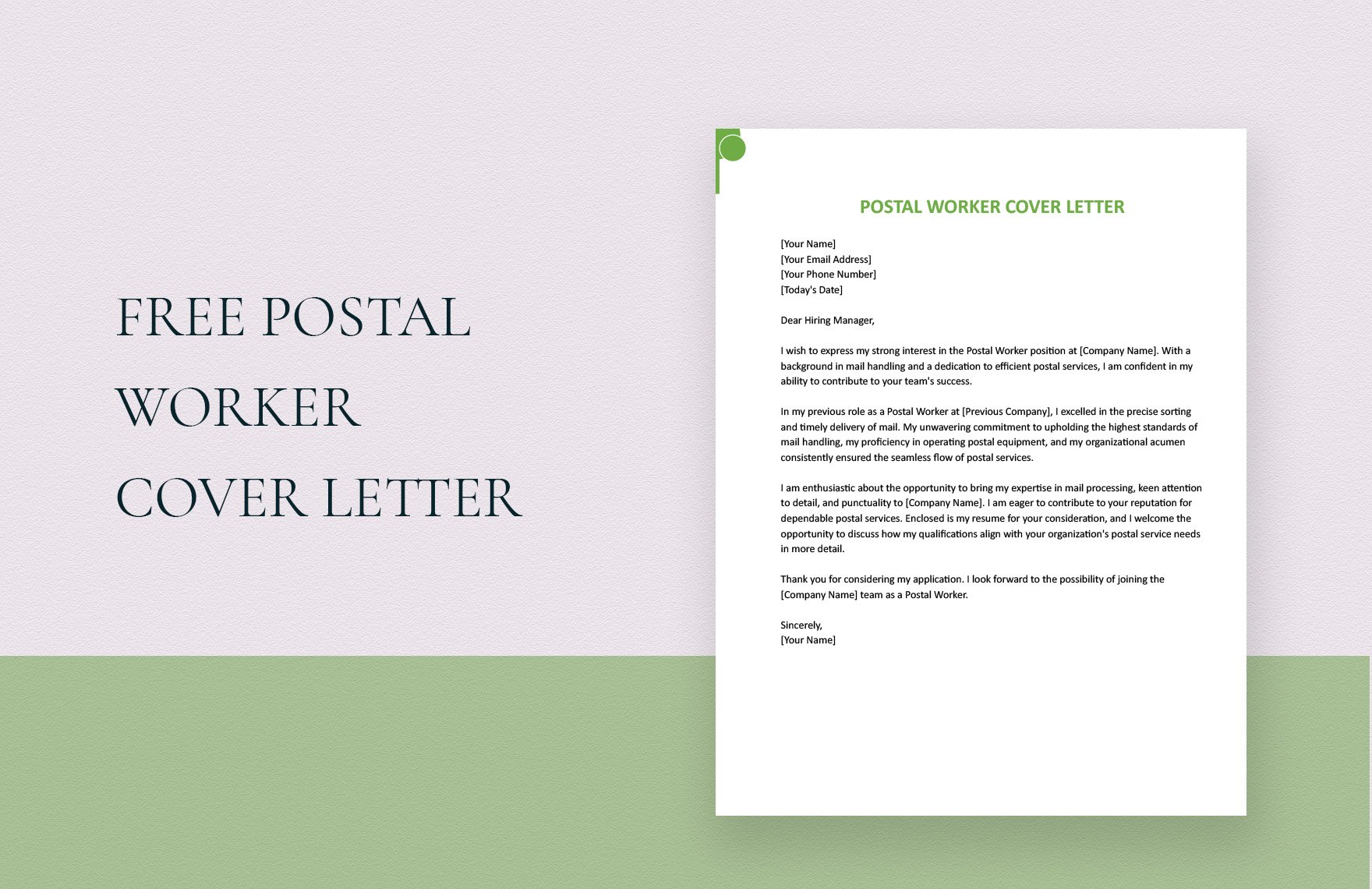 Postal Worker Cover Letter
