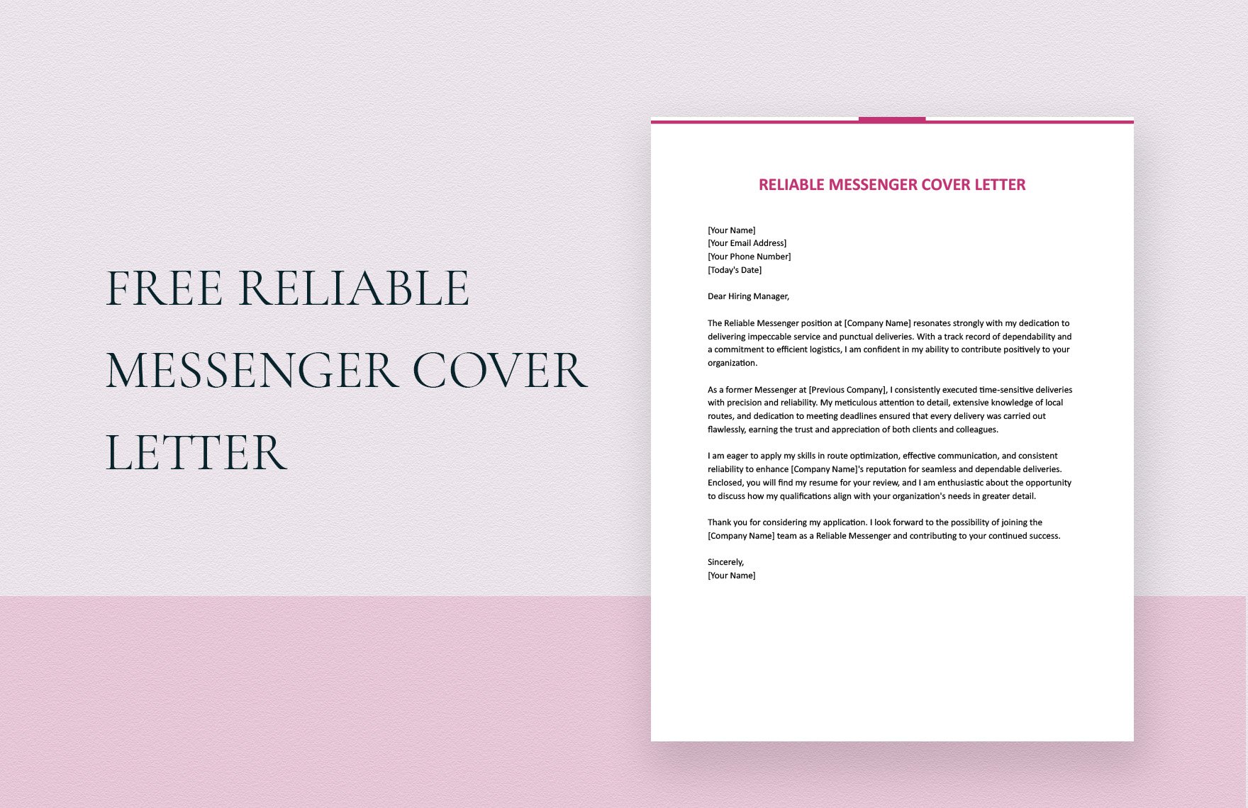 Reliable Messenger Cover Letter