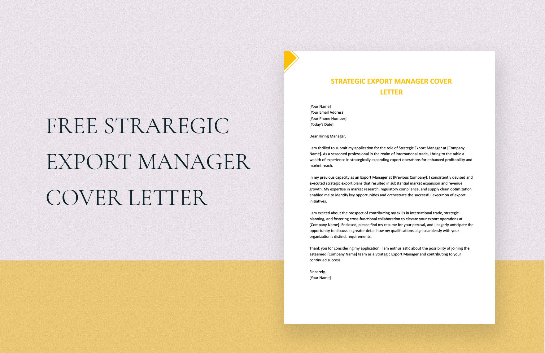 Strategic Export Manager Cover Letter