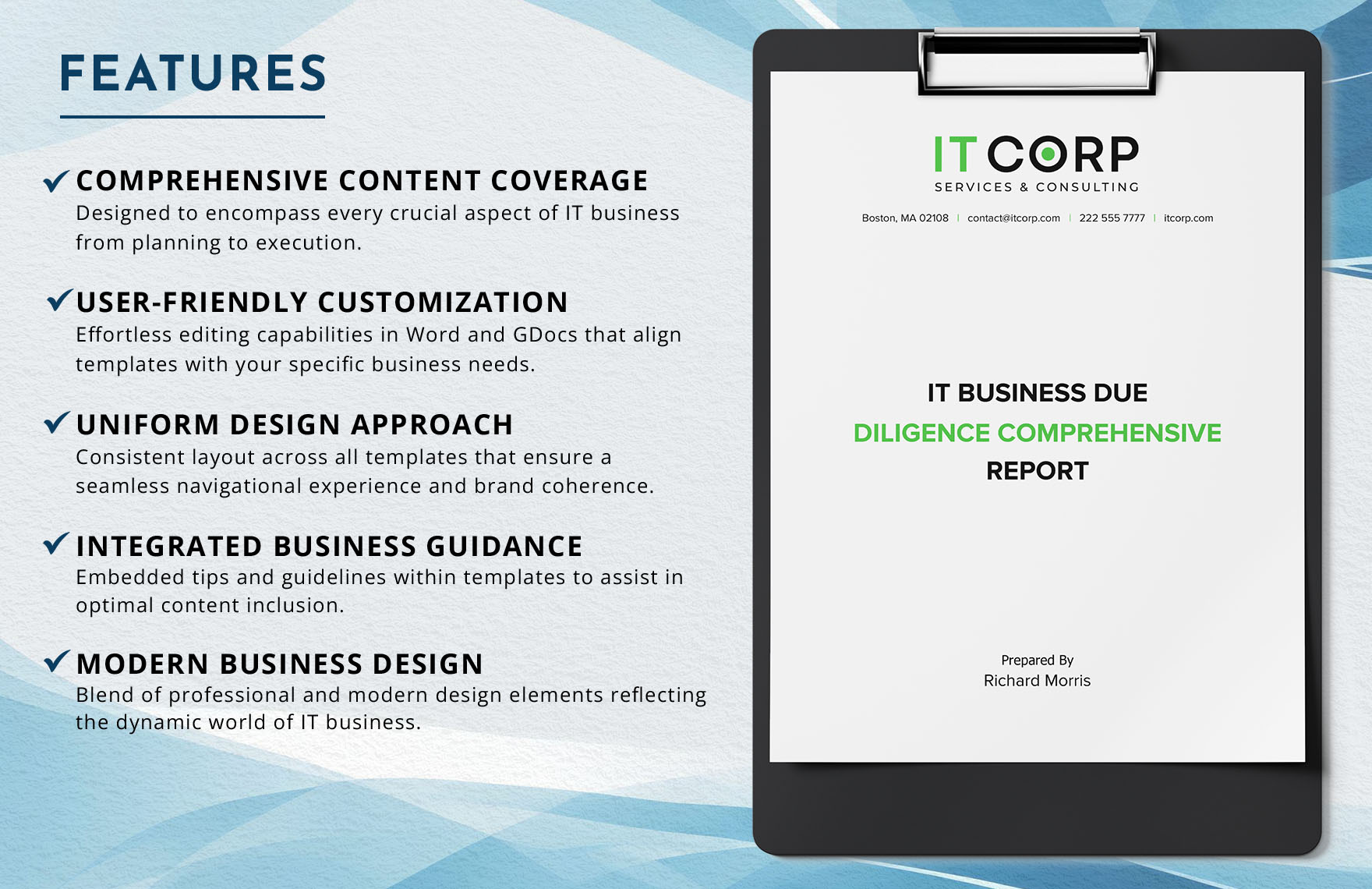 IT Business Due Diligence Comprehensive Report Template