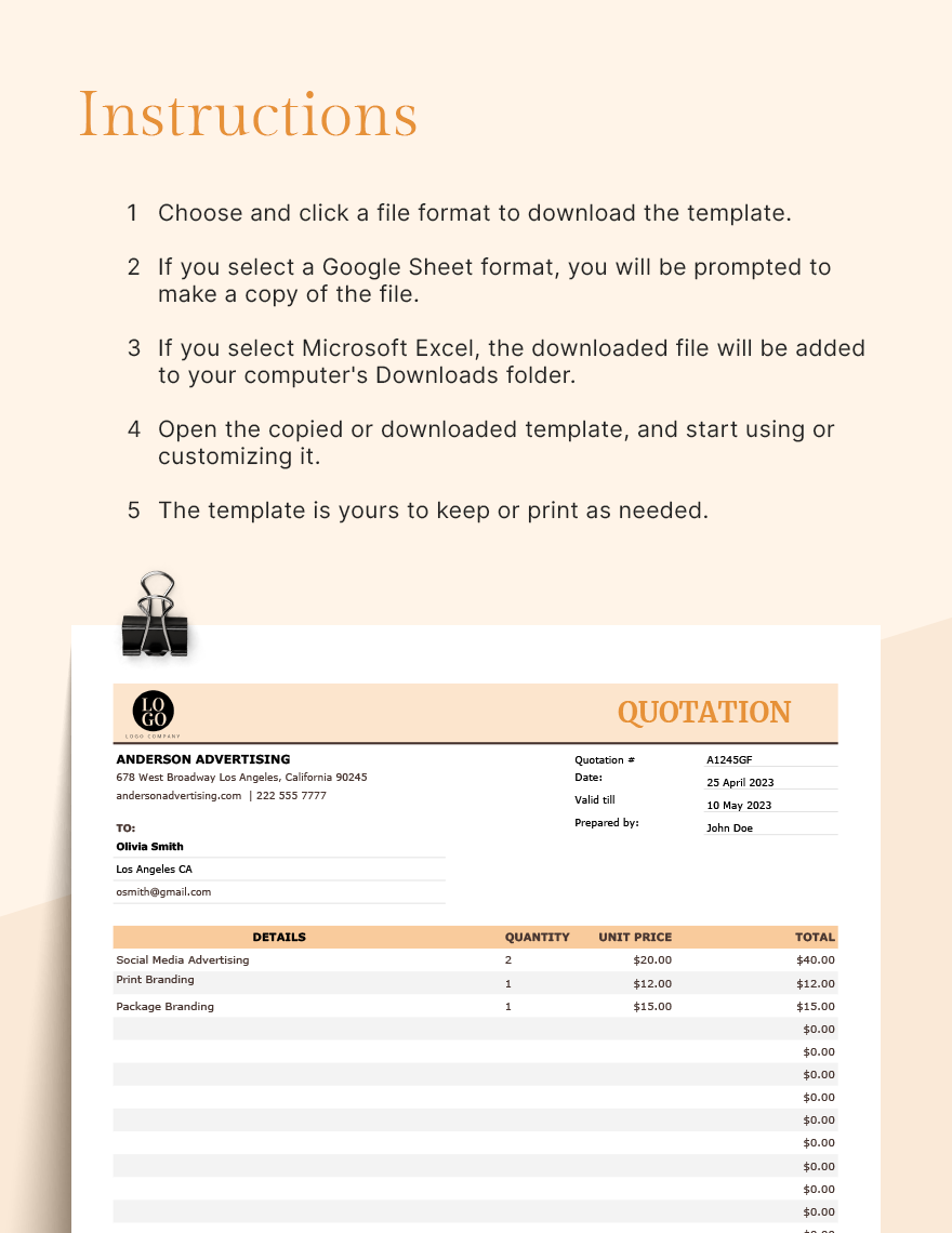 Advertising agency Quotation Template