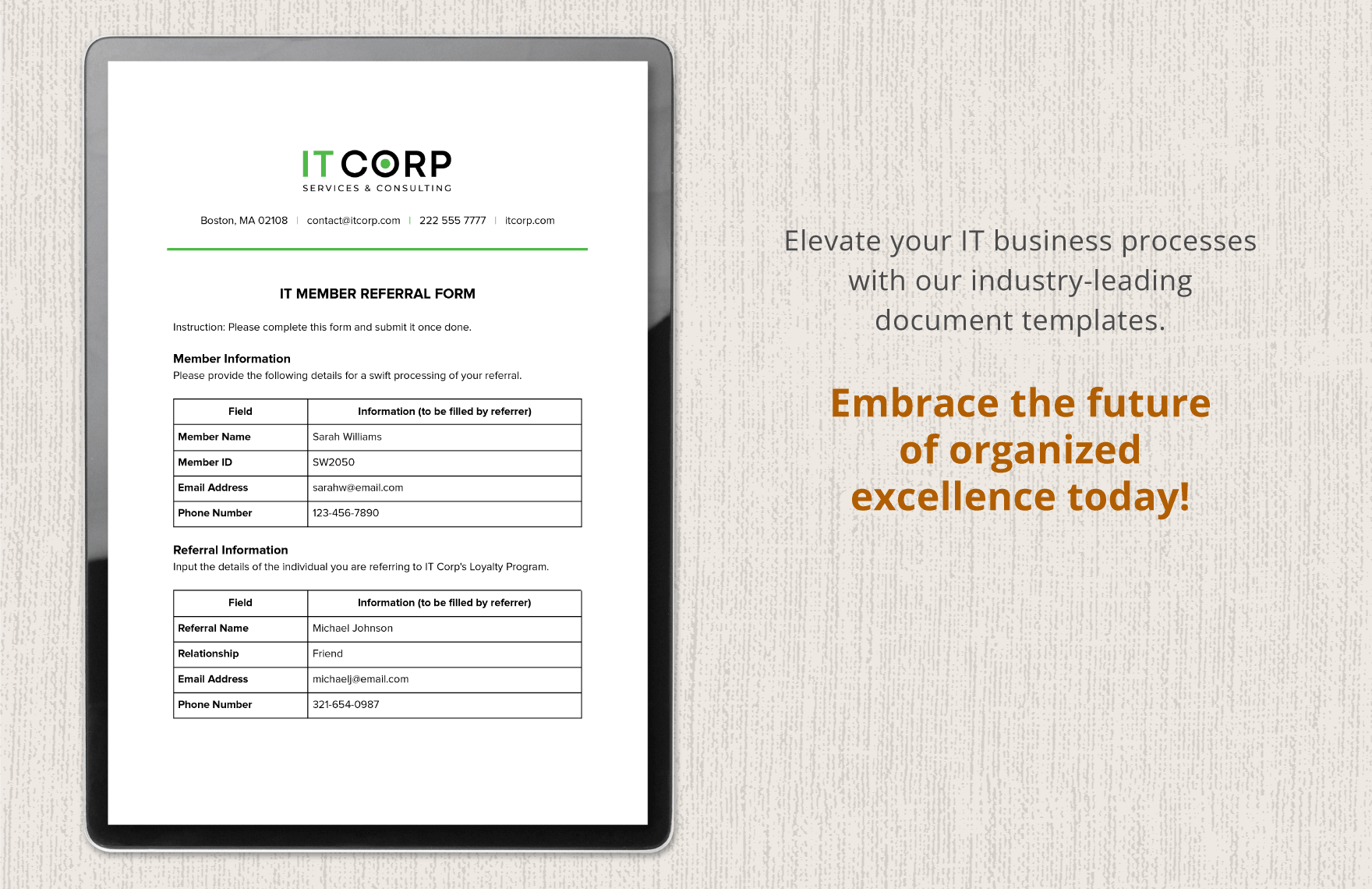 IT Member Referral Form Template