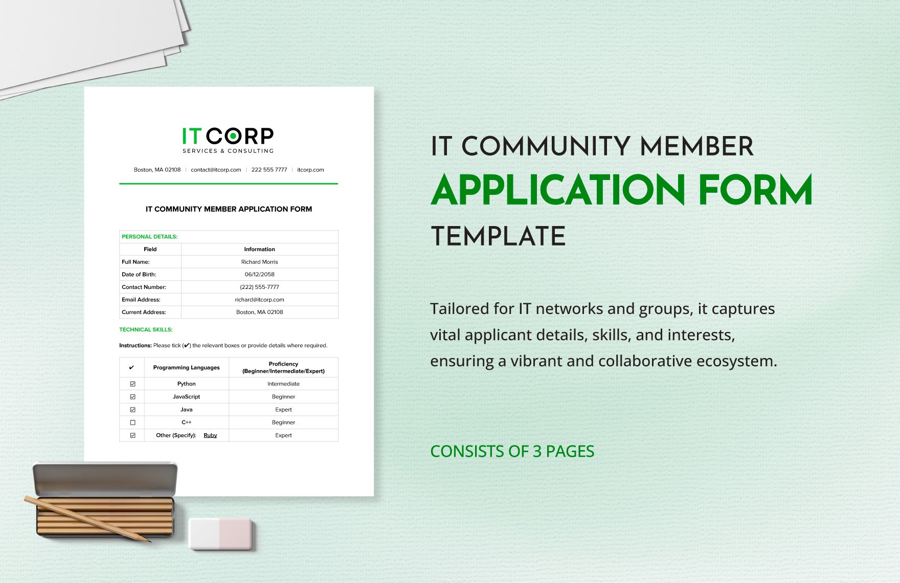 IT Community Member Application Form Template in Word, Google Docs, PDF