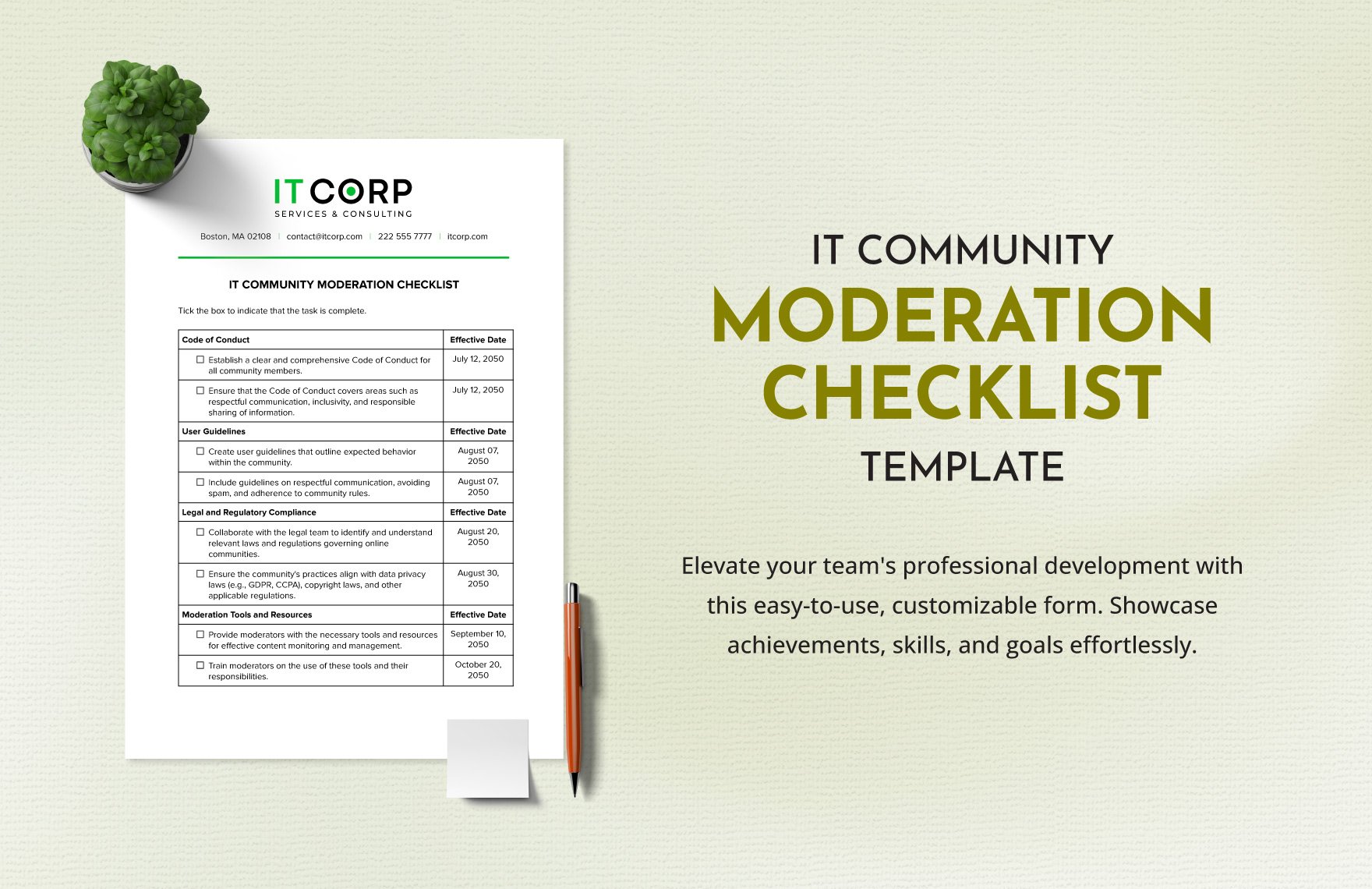 IT Community Moderation Checklist Template