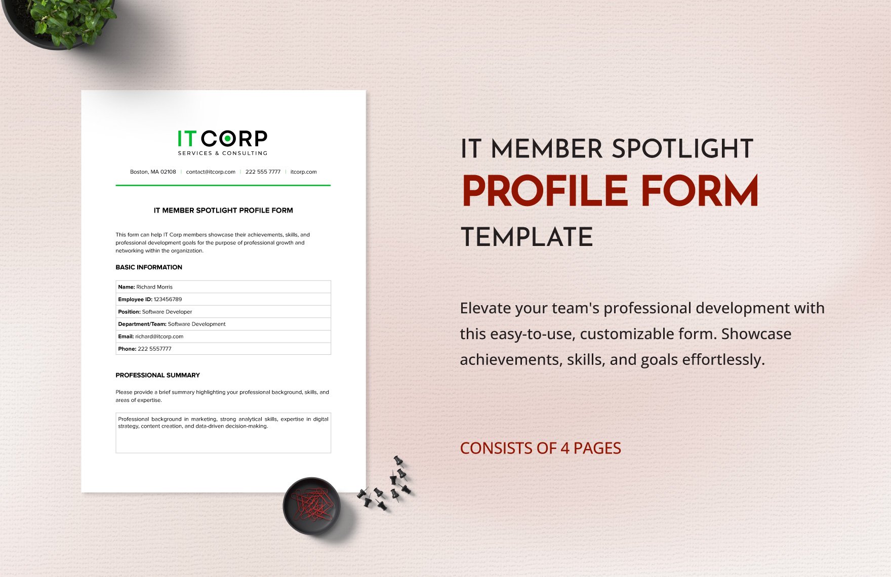 IT Member Spotlight Profile Form Template