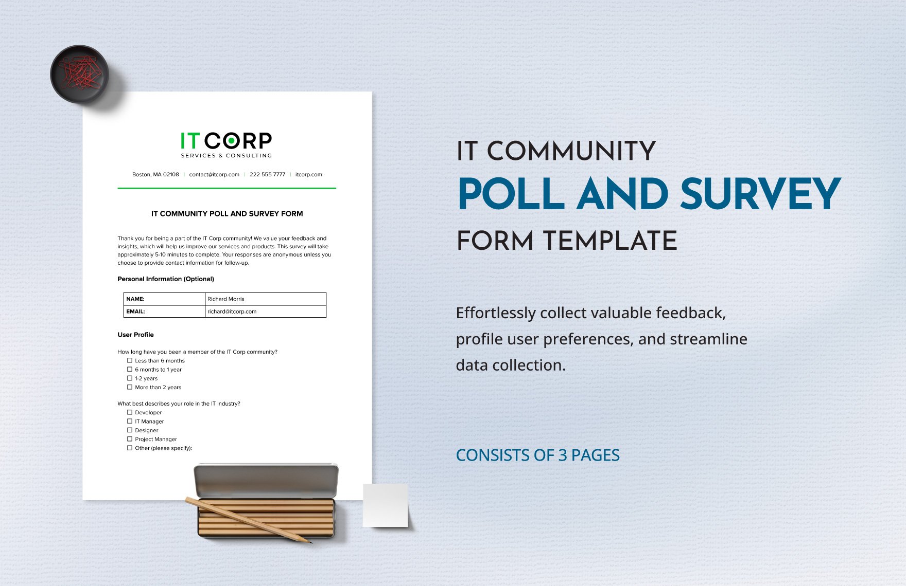 IT Community Poll and Survey Form Template