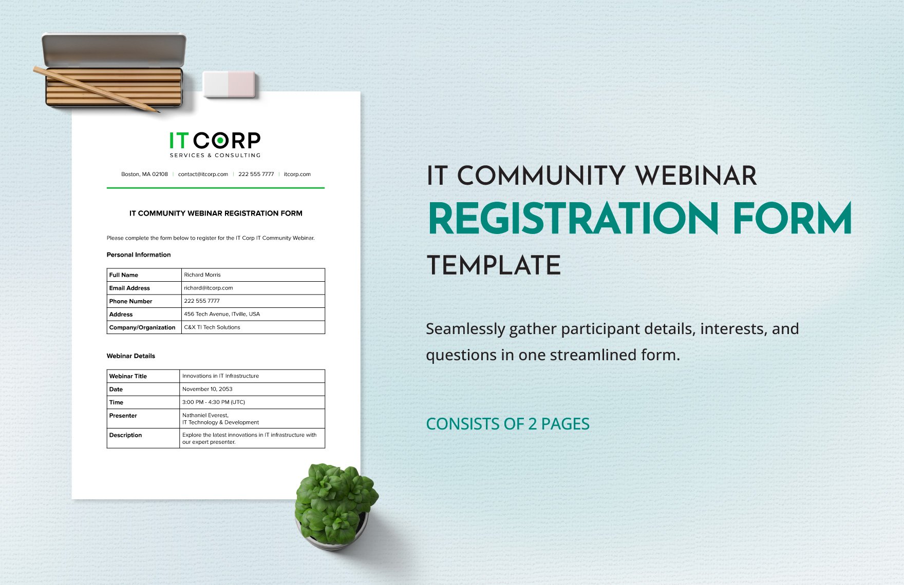 IT Community Webinar Registration Form Template