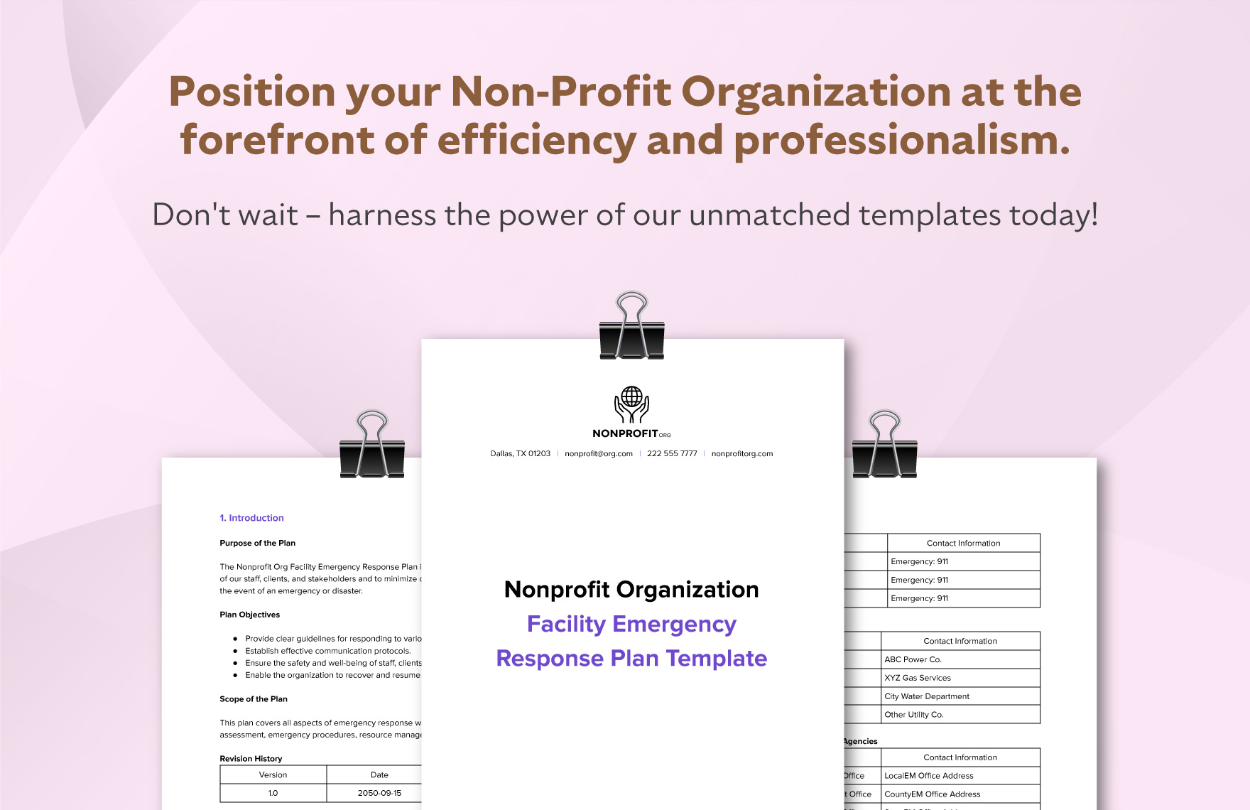 Nonprofit Organization Facility Emergency Response Plan Template