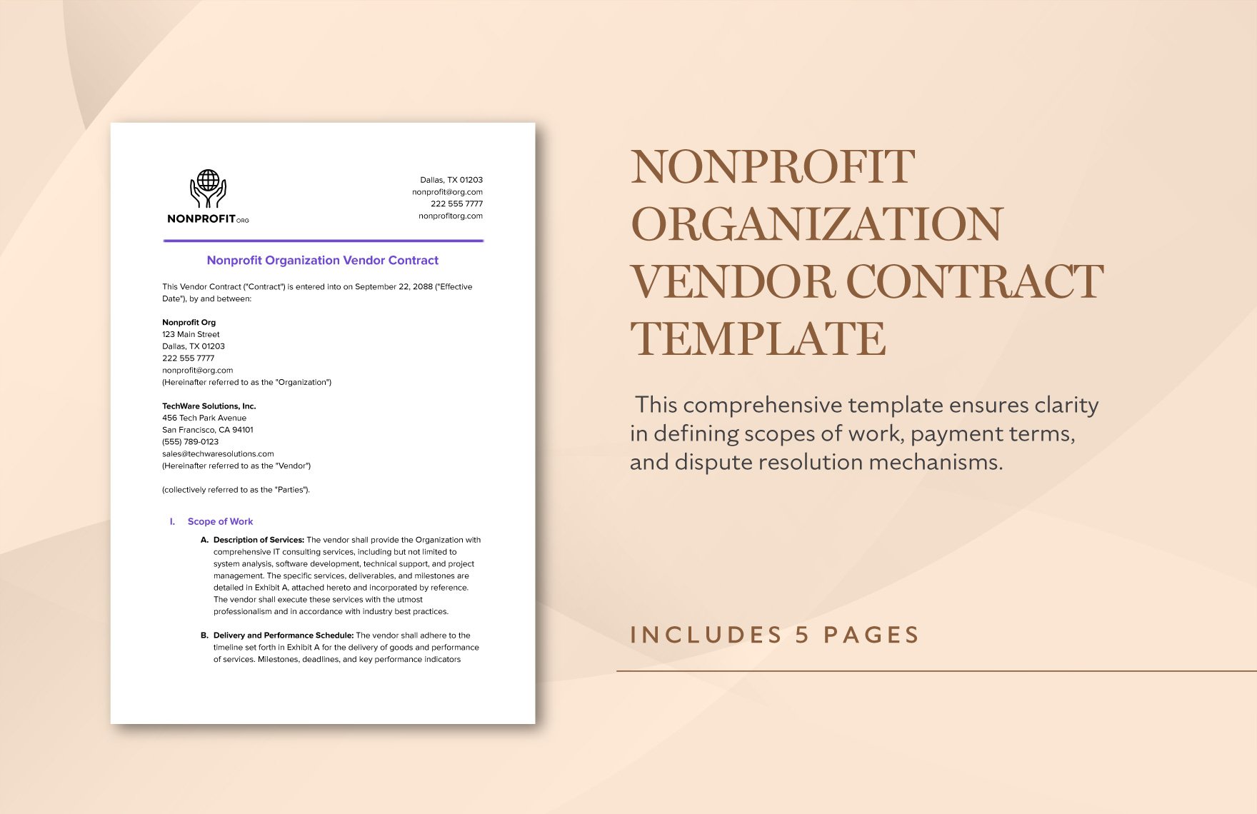 Nonprofit Organization Vendor Contract Template