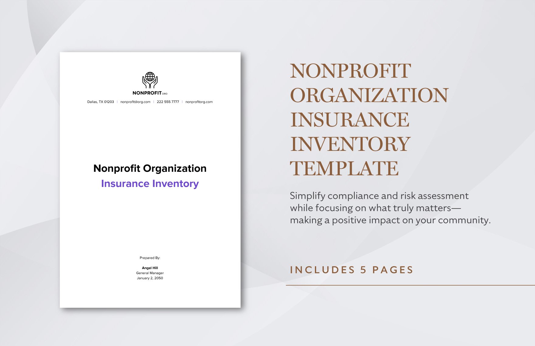 Nonprofit Organization Insurance Inventory Template in Word, Google Docs, PDF
