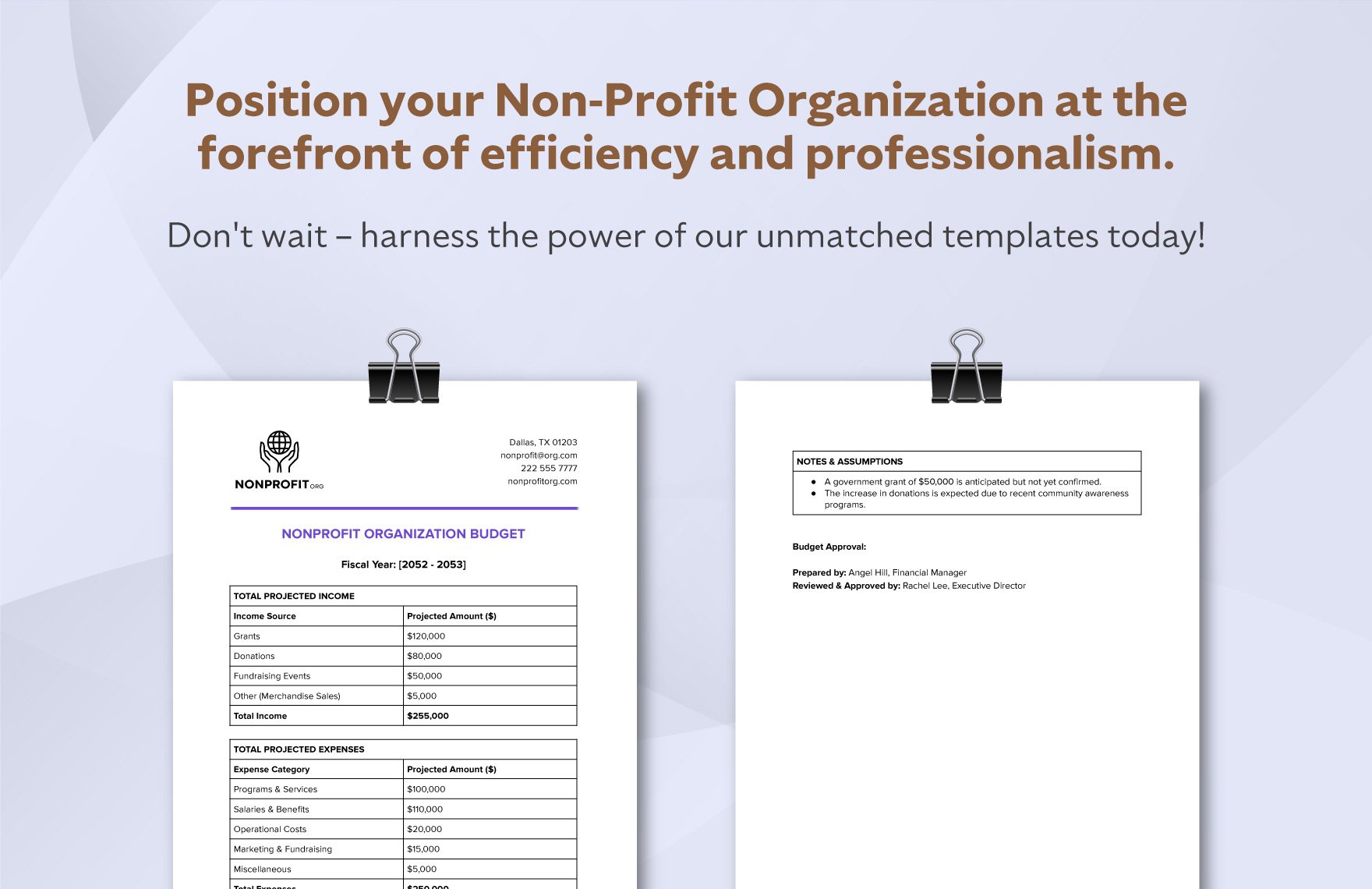 Nonprofit Organization Budget Template