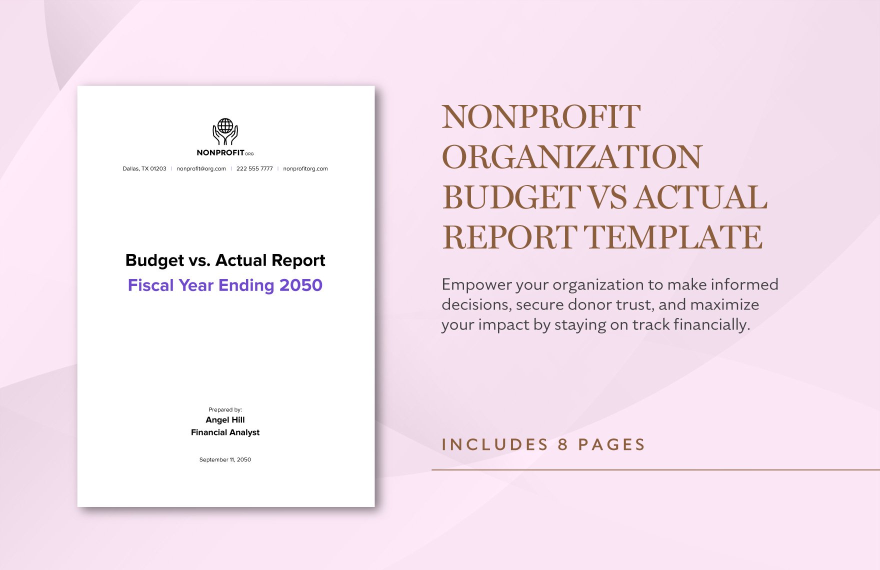 Nonprofit Organization Budget vs Actual Report Template in Word, Google Docs, PDF