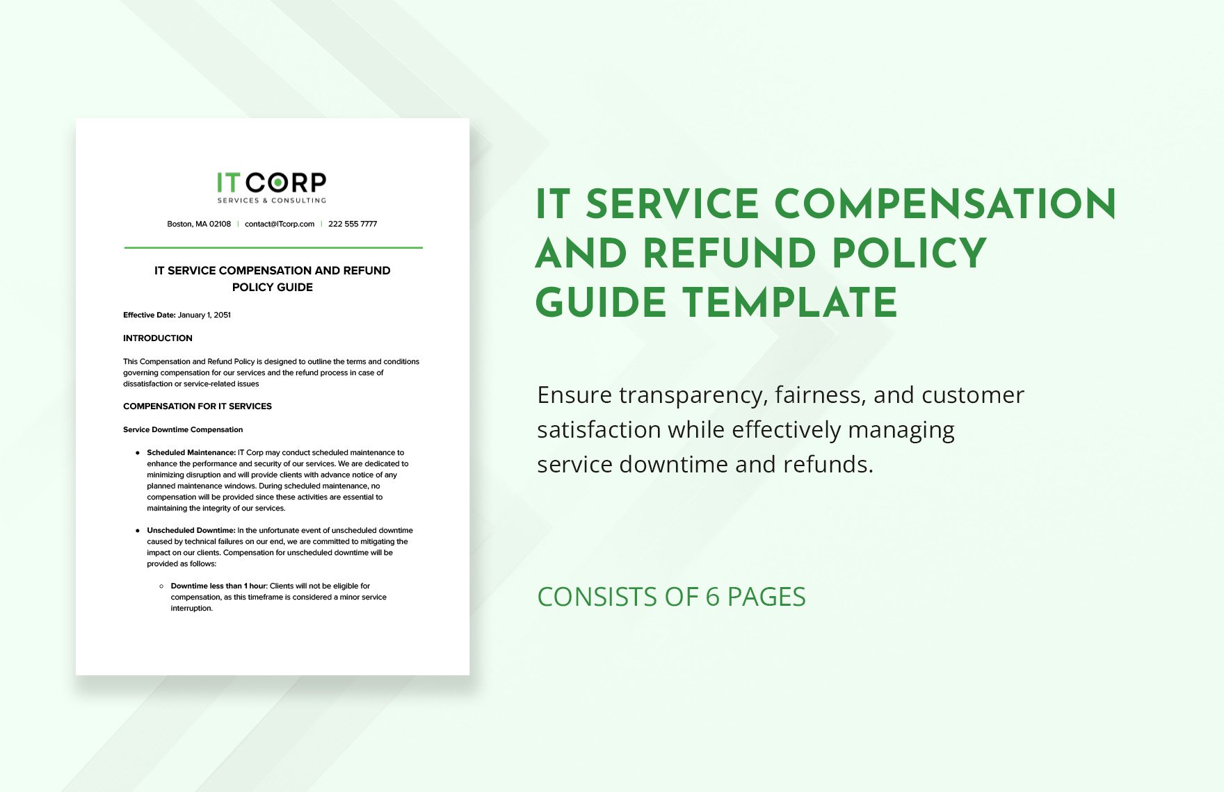 IT Service Compensation and Refund Policy Guide Template