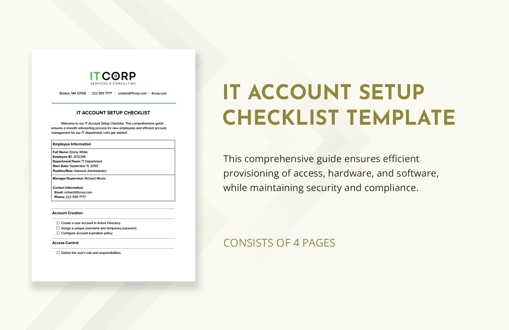 IT Account Setup Checklist Template