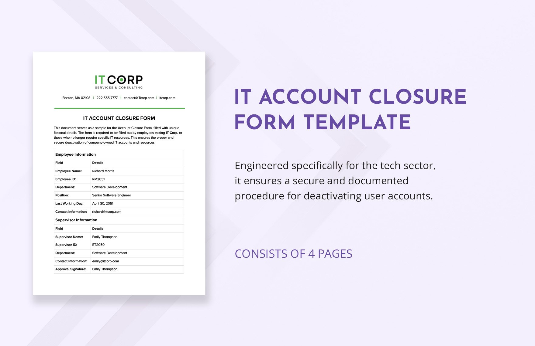 IT Account Closure Form Template