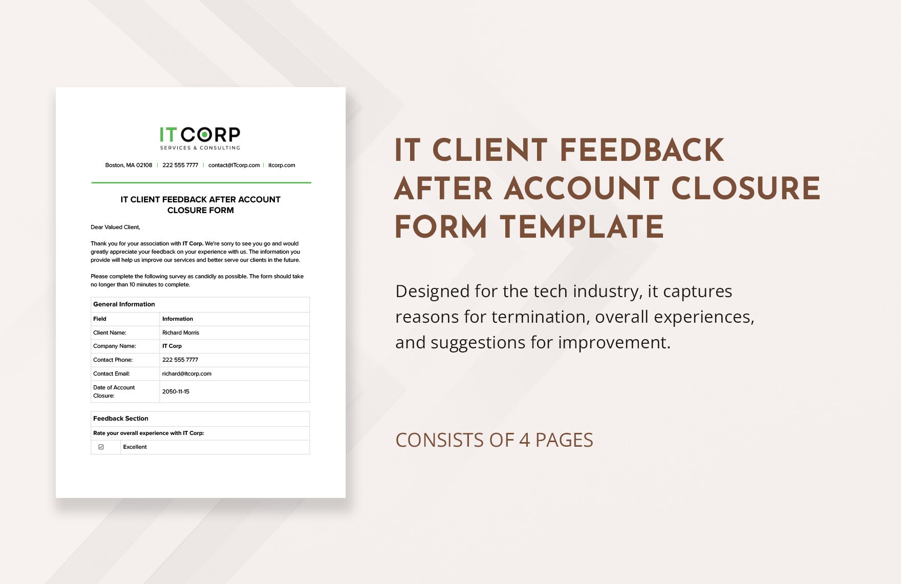IT Client Feedback after Account Closure Form Template
