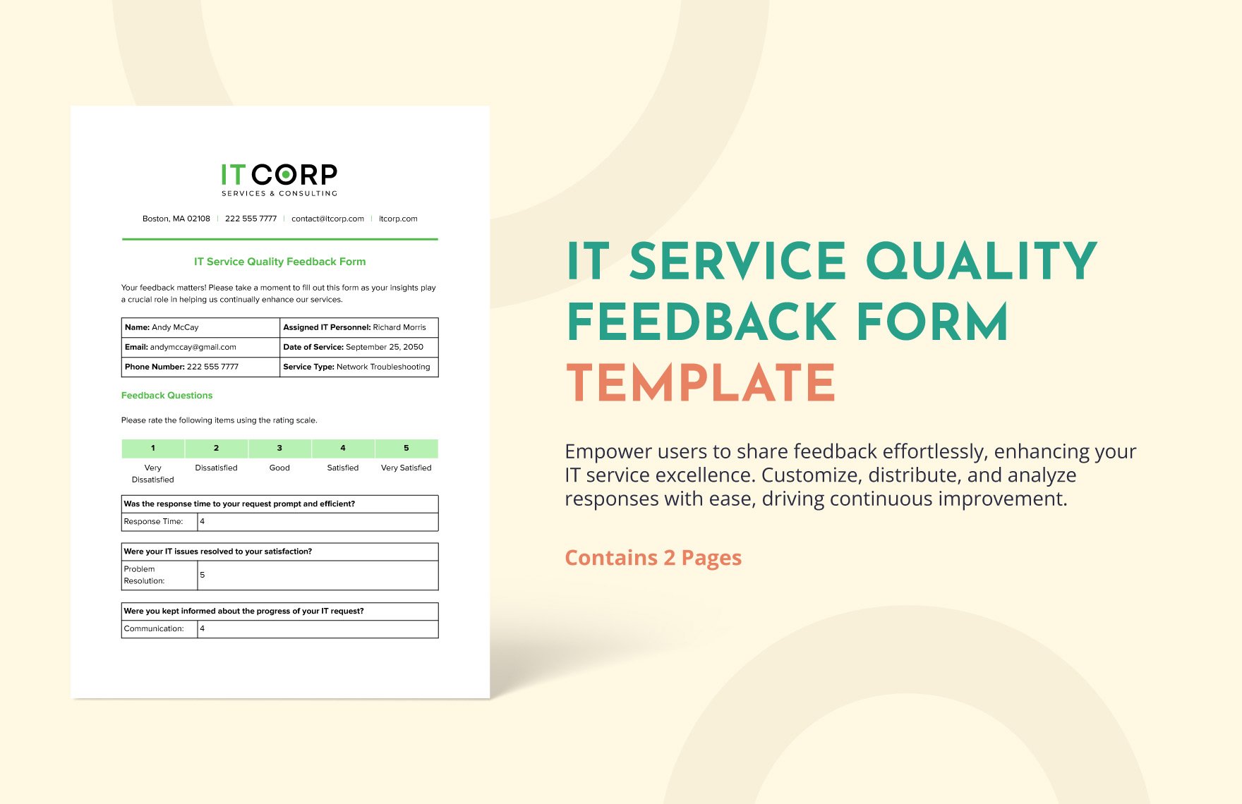 IT Service Quality Feedback Form Template