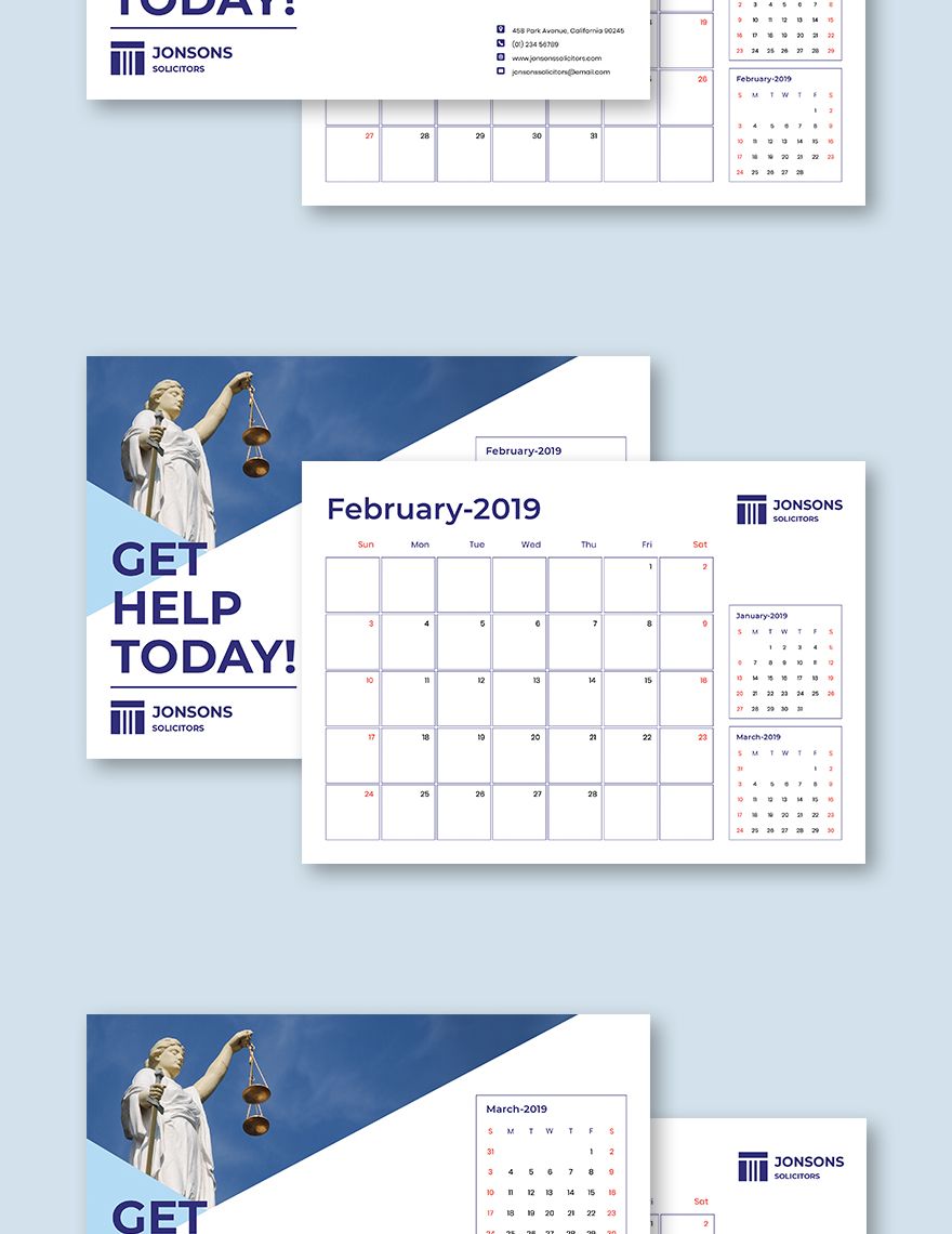 Law Firm Desk Calendar Template in Illustrator Publisher Pages PSD