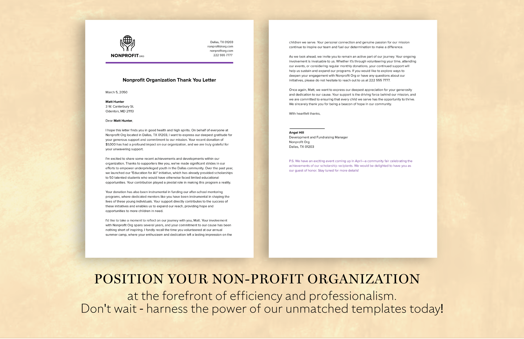 Nonprofit Organization Thank You Letter Template