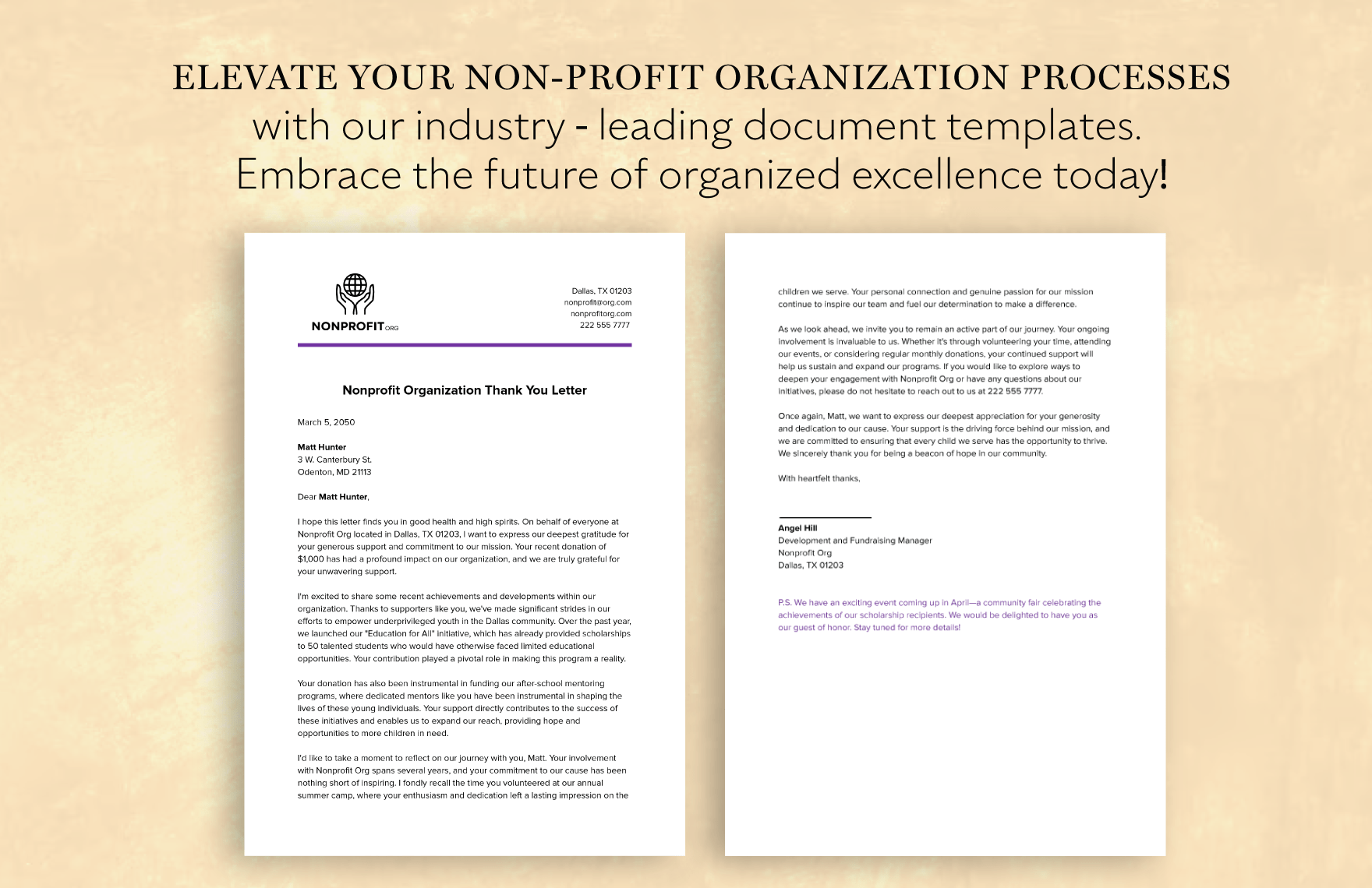 Nonprofit Organization Thank You Letter Template