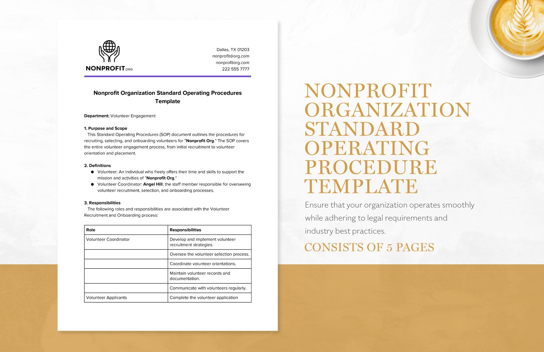 Nonprofit Organization Standard Operating Procedures Template in Word, Google Docs, PDF