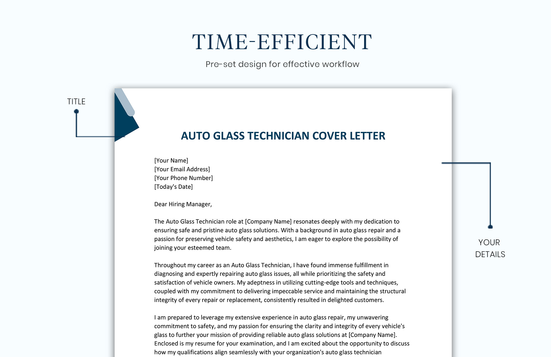 Auto Glass Technician Cover Letter