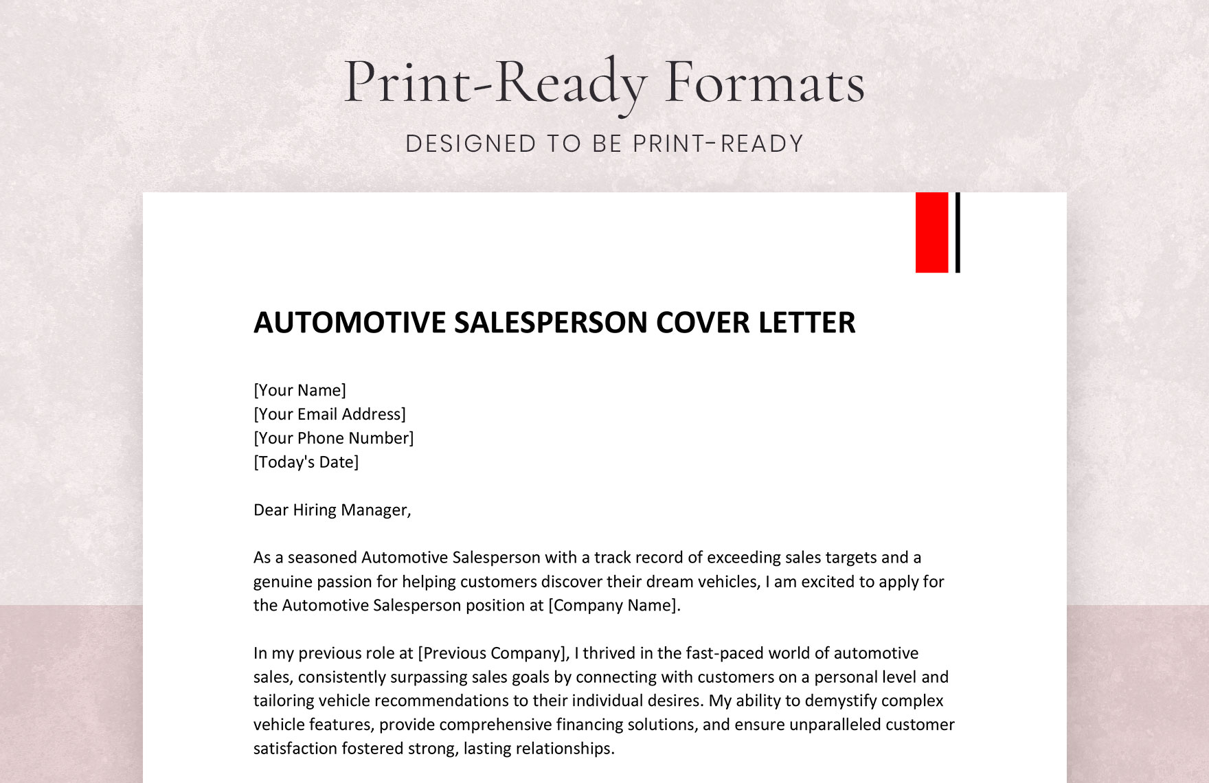 Automotive Salesperson Cover Letter