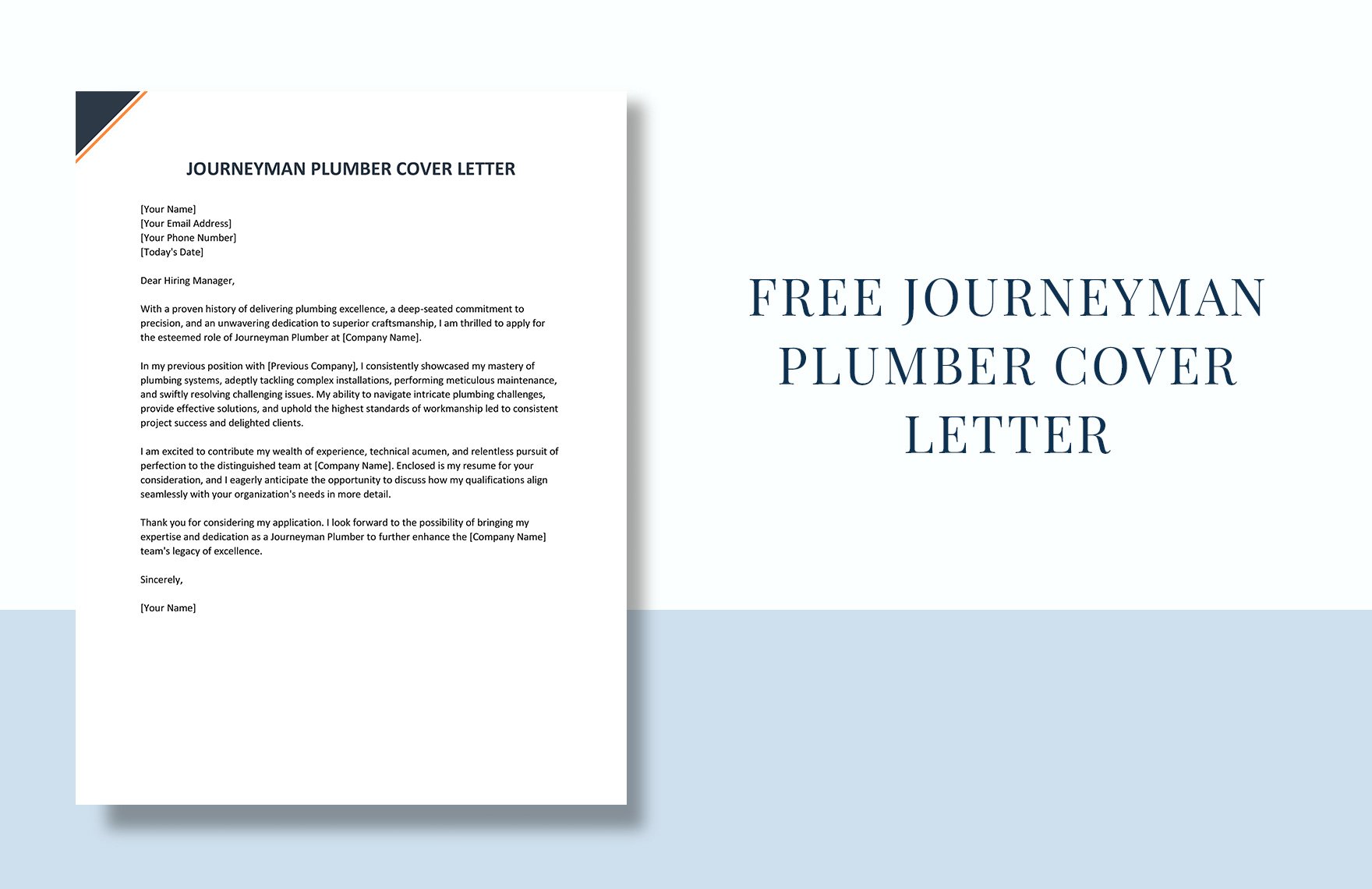 Journeyman Plumber Cover Letter