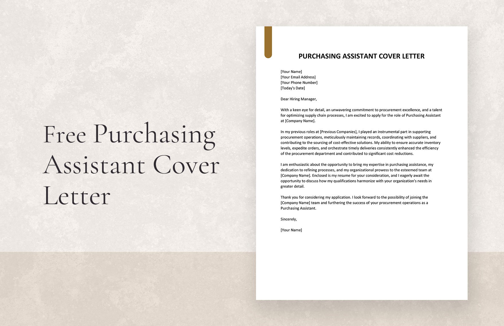 Purchasing Assistant Cover Letter