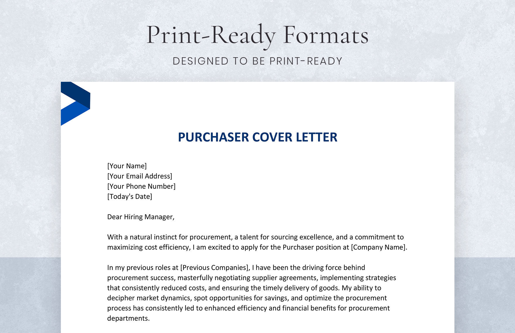 Purchaser Cover Letter