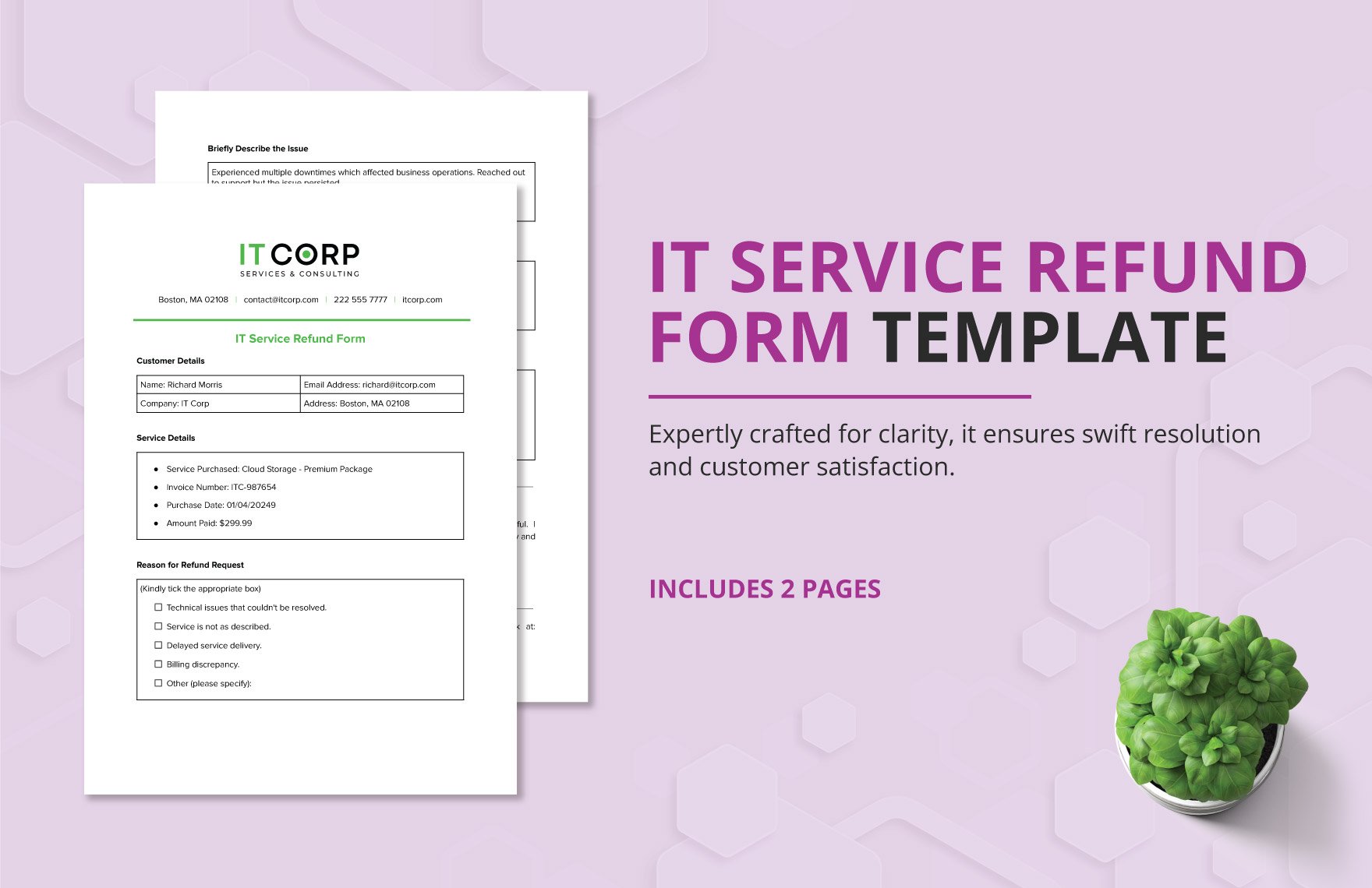 IT Service Refund Form Template