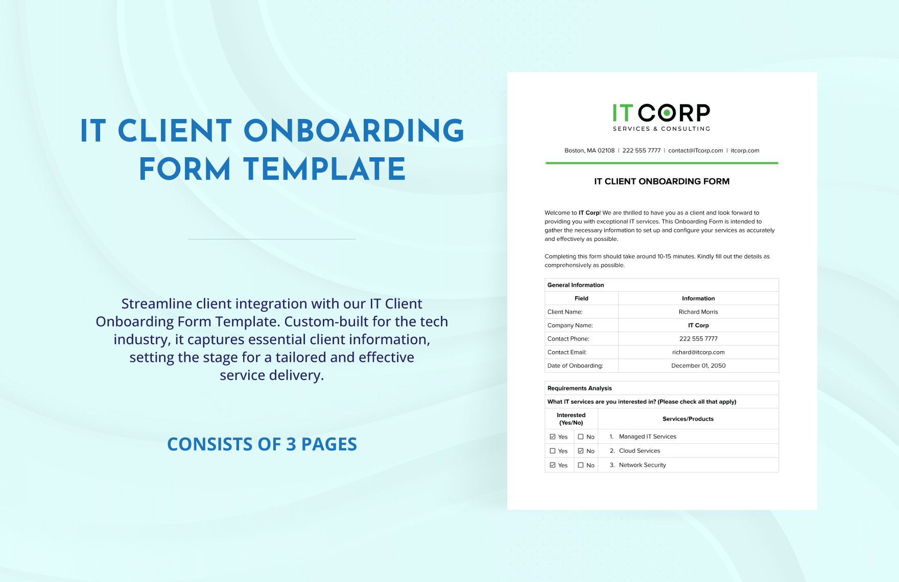 IT Client Onboarding Form Template