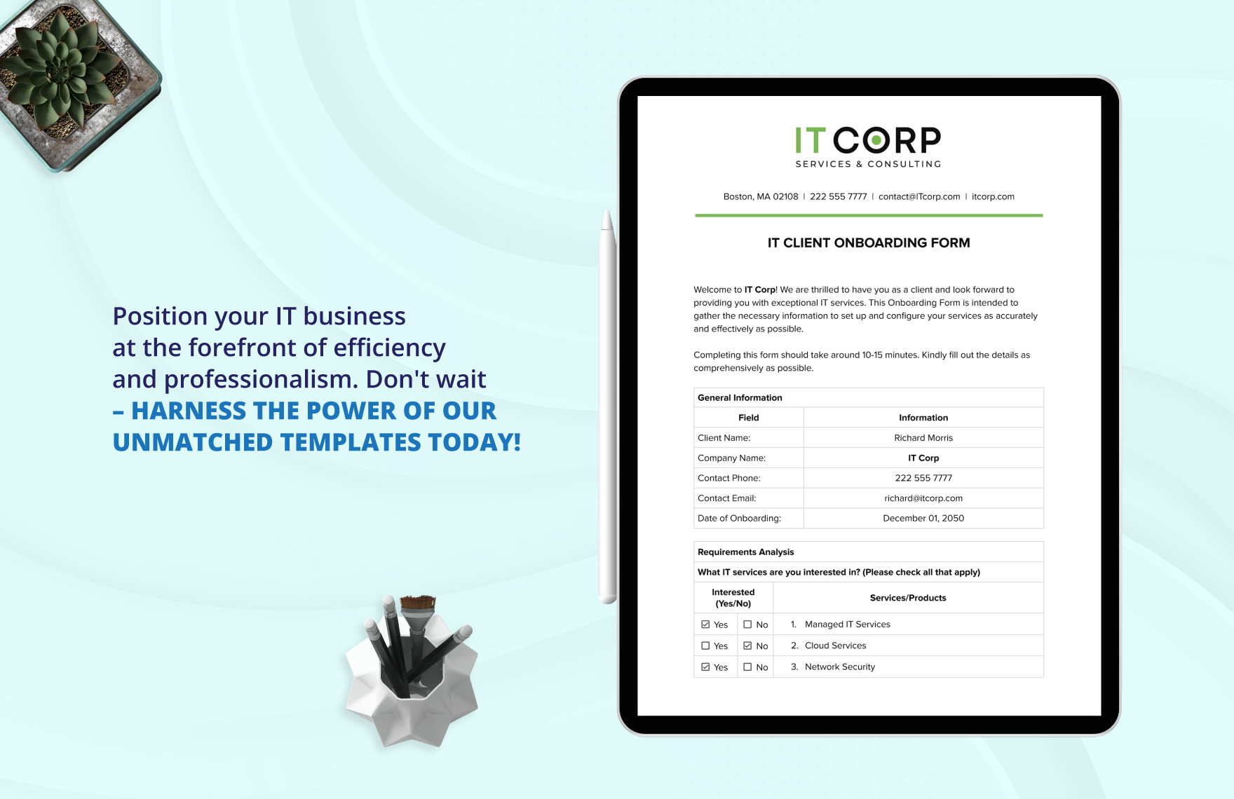 IT Client Onboarding Form Template