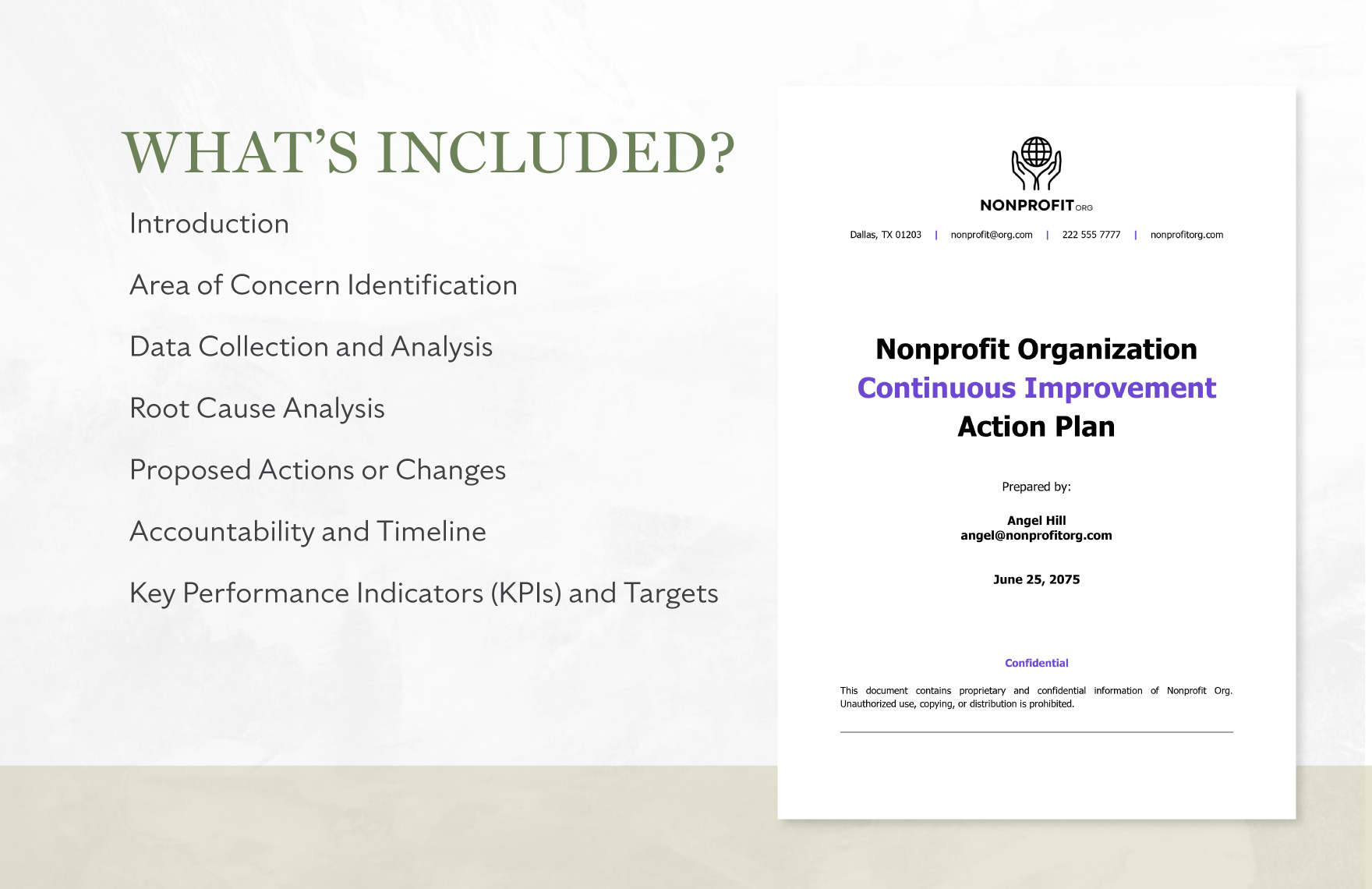 Nonprofit Organization Continuous Improvement Action Plan Template