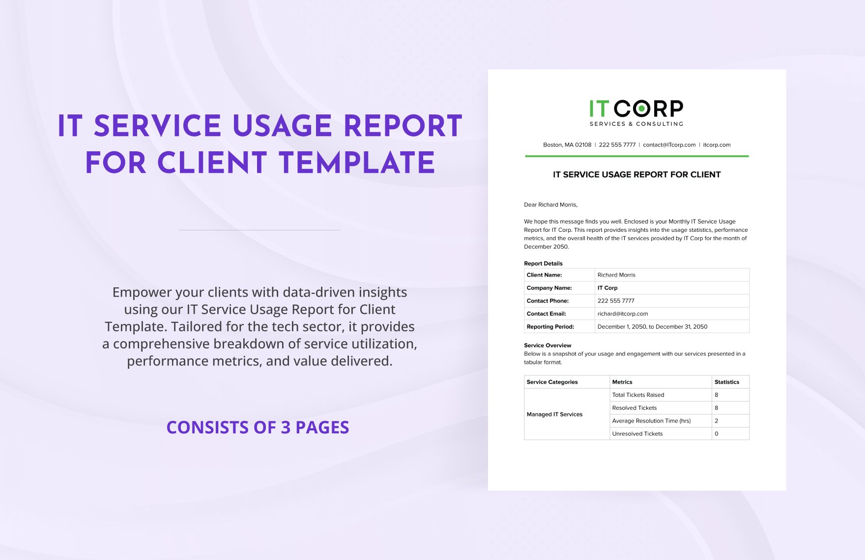 IT Service Usage Report for Client Template