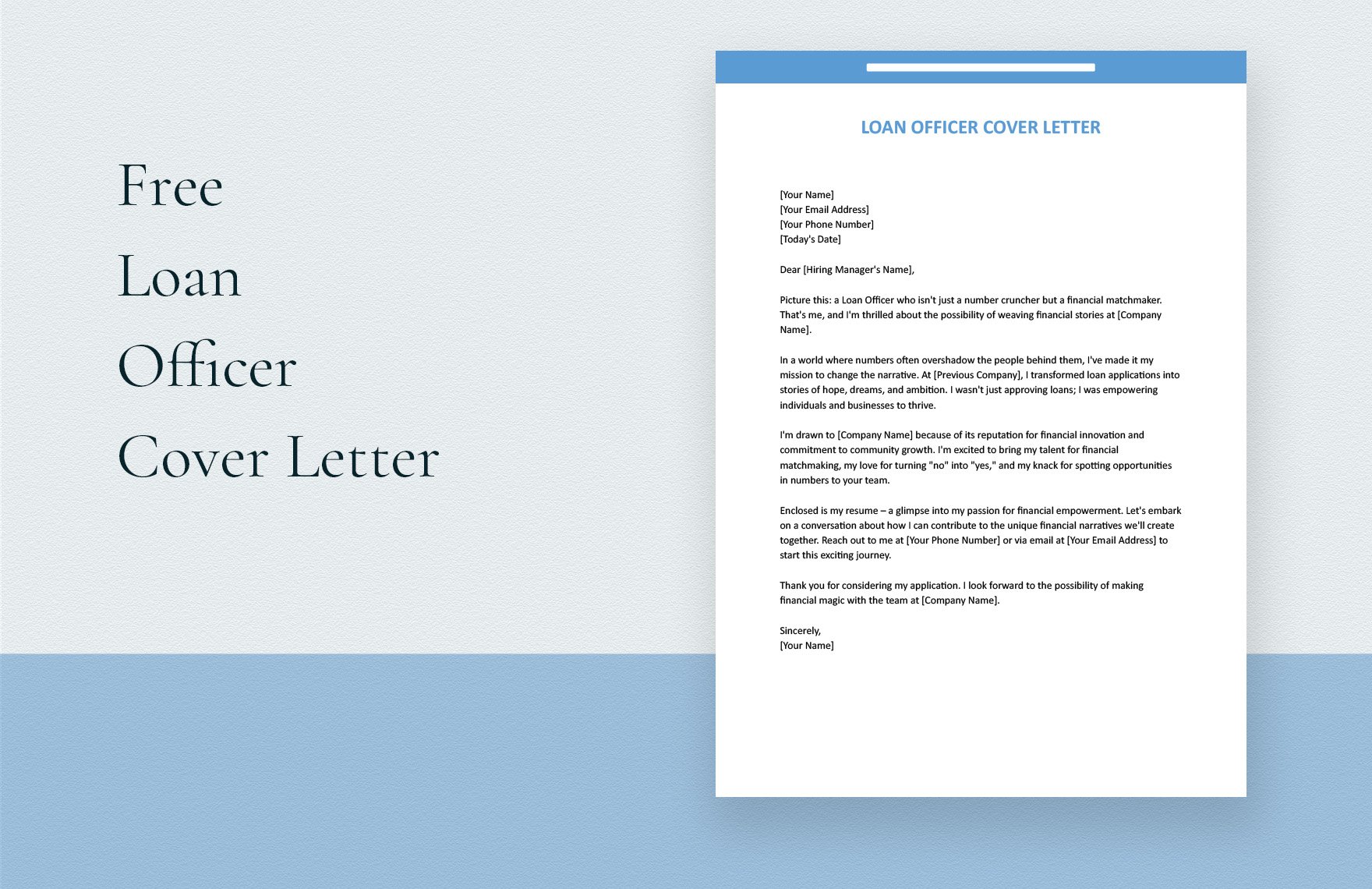Loan Officer Cover Letter in Word, Google Docs