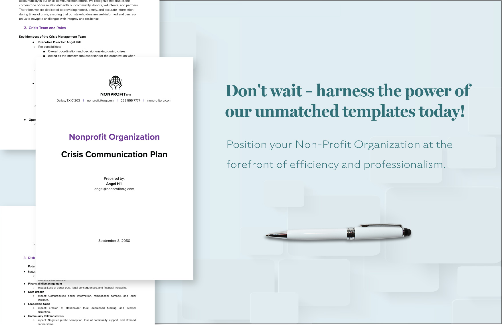 Nonprofit Organization Crisis Communication Plan Template