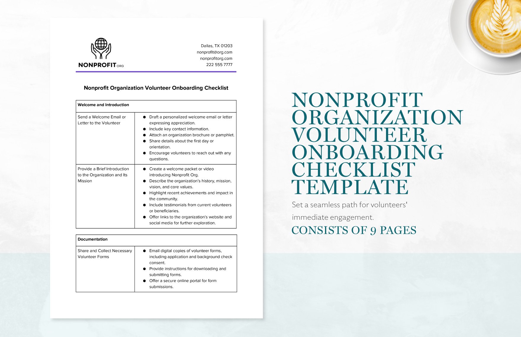 Nonprofit Organization Volunteer Onboarding Checklist Template