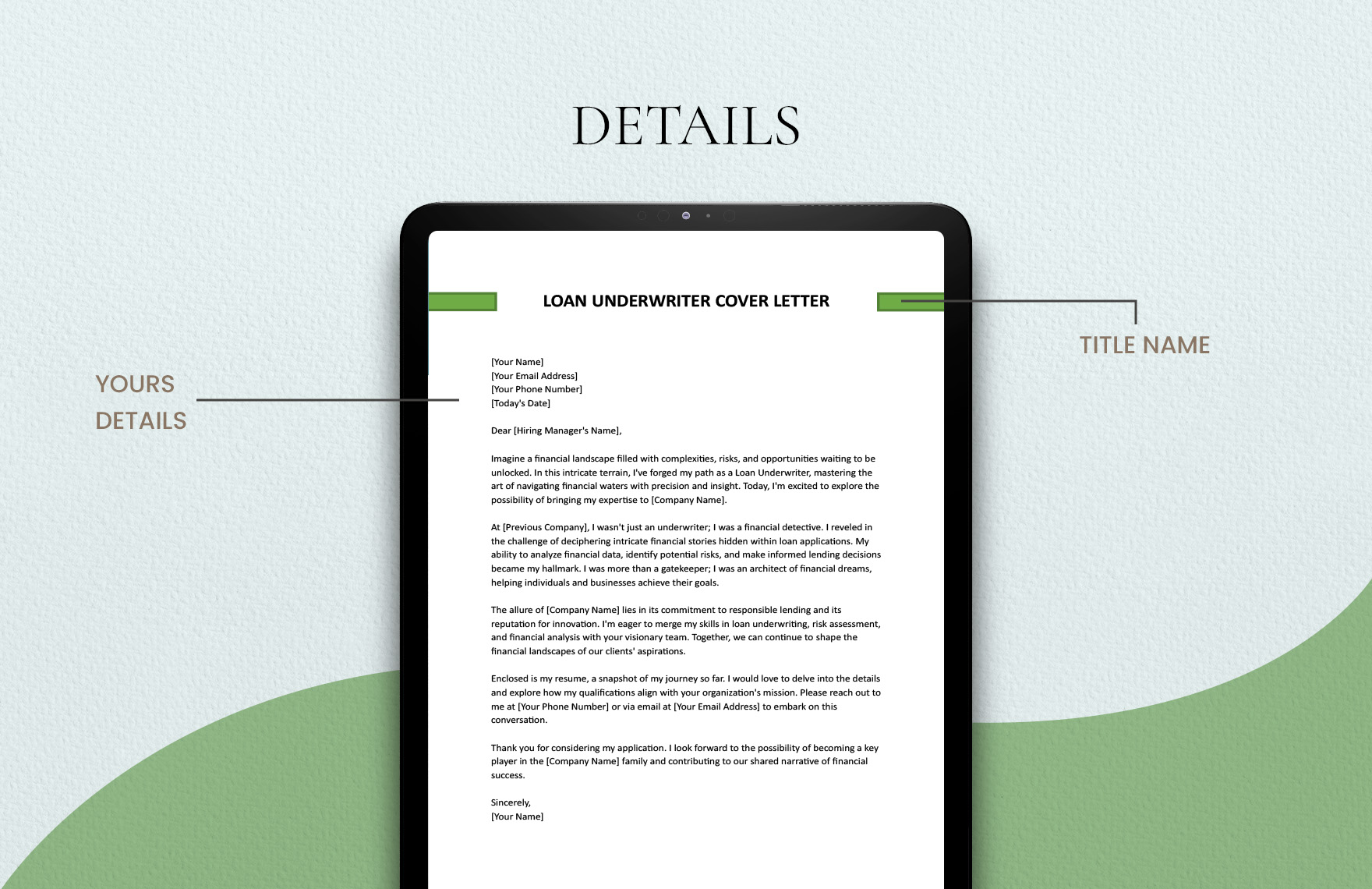 Loan Underwriter Cover Letter