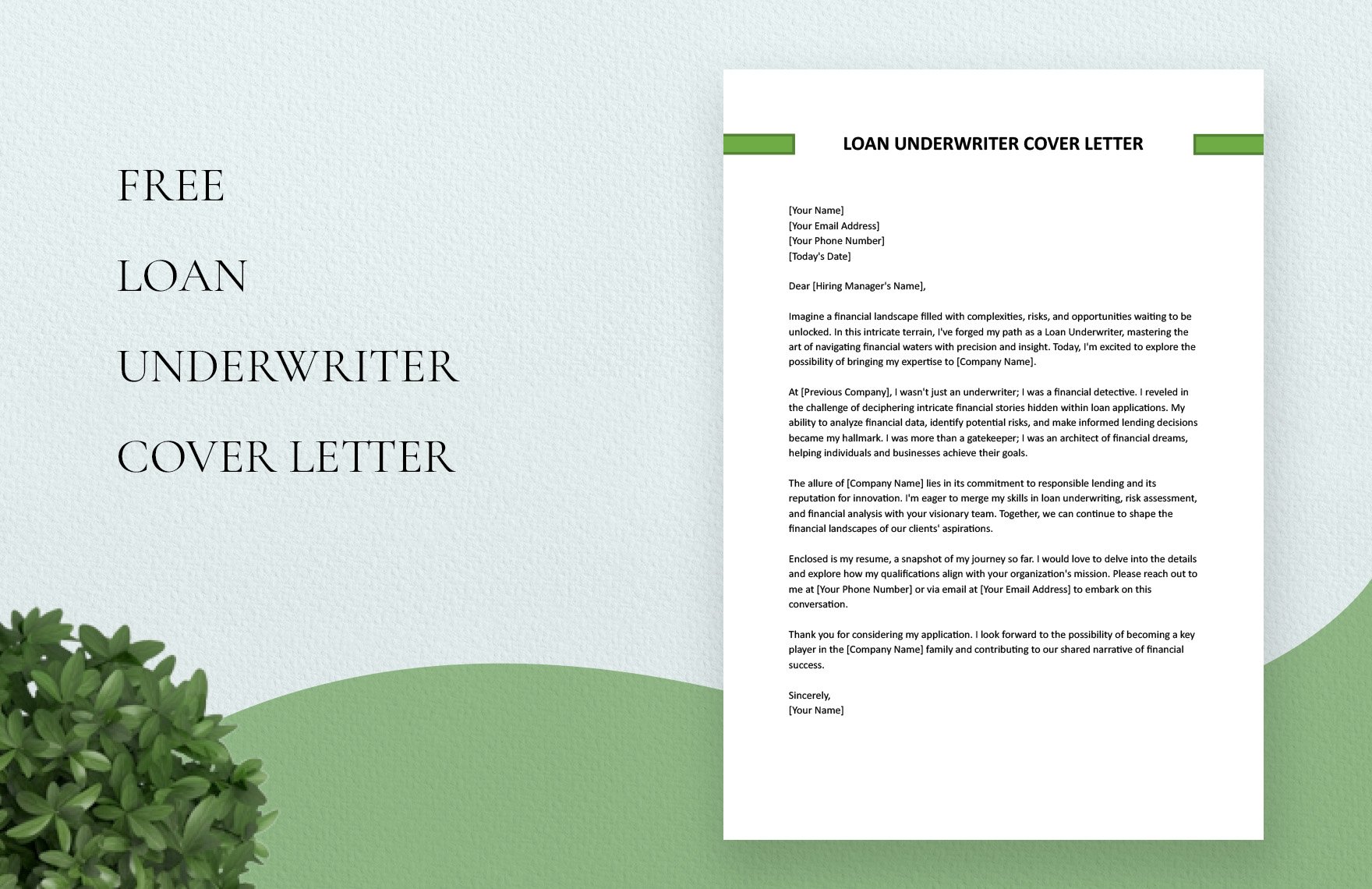 Loan Underwriter Cover Letter in Word, Google Docs
