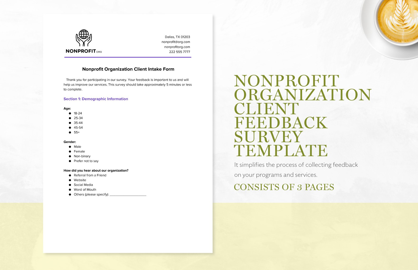 Nonprofit Organization Client Feedback Survey Template