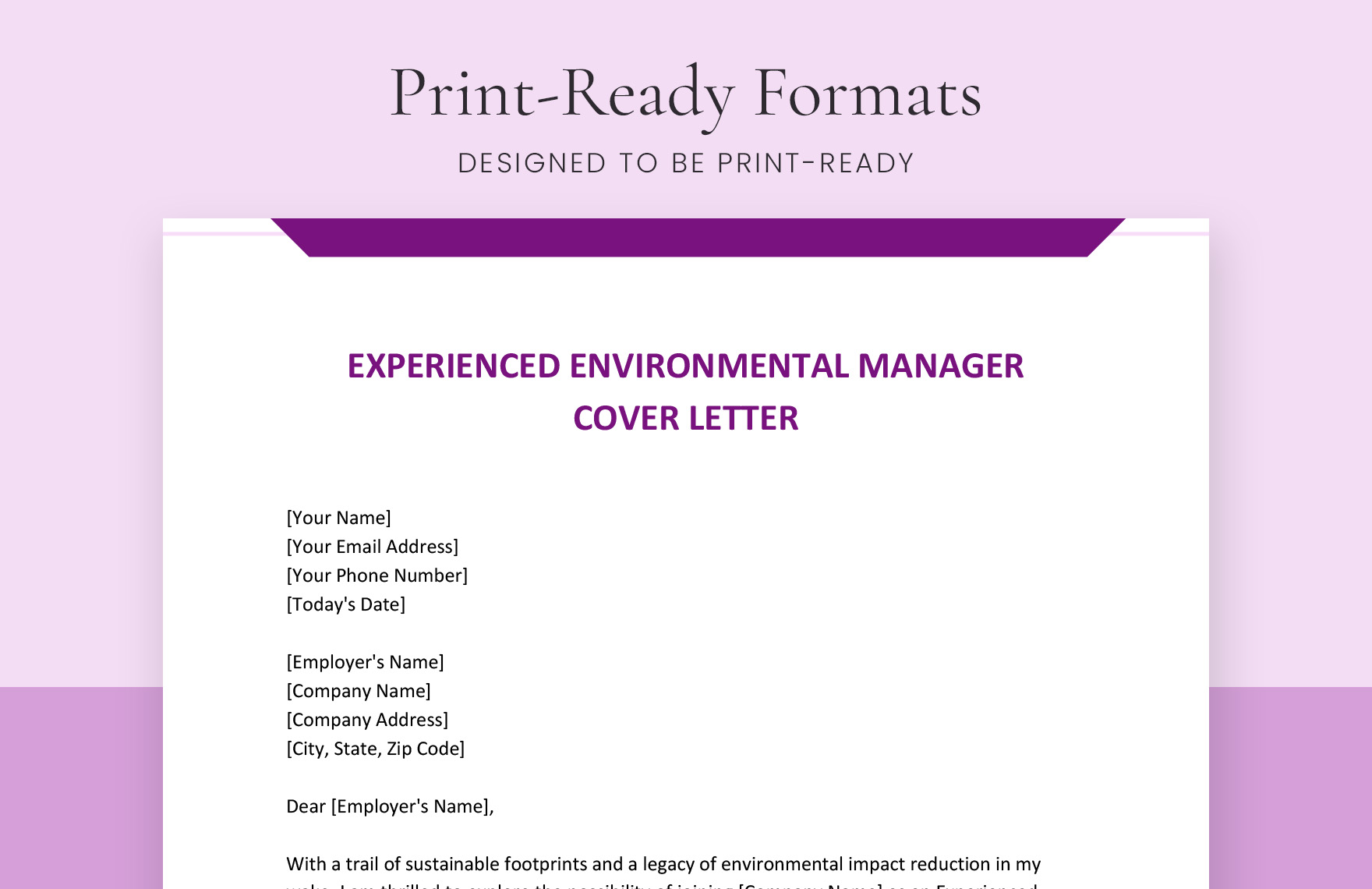 Experienced Environmental Manager Cover Letter