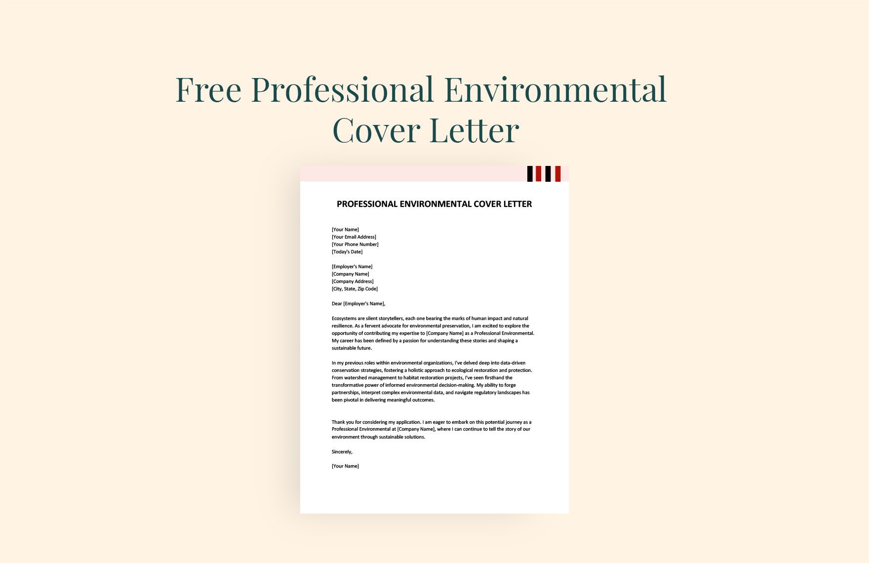 Professional Environmental Cover Letter