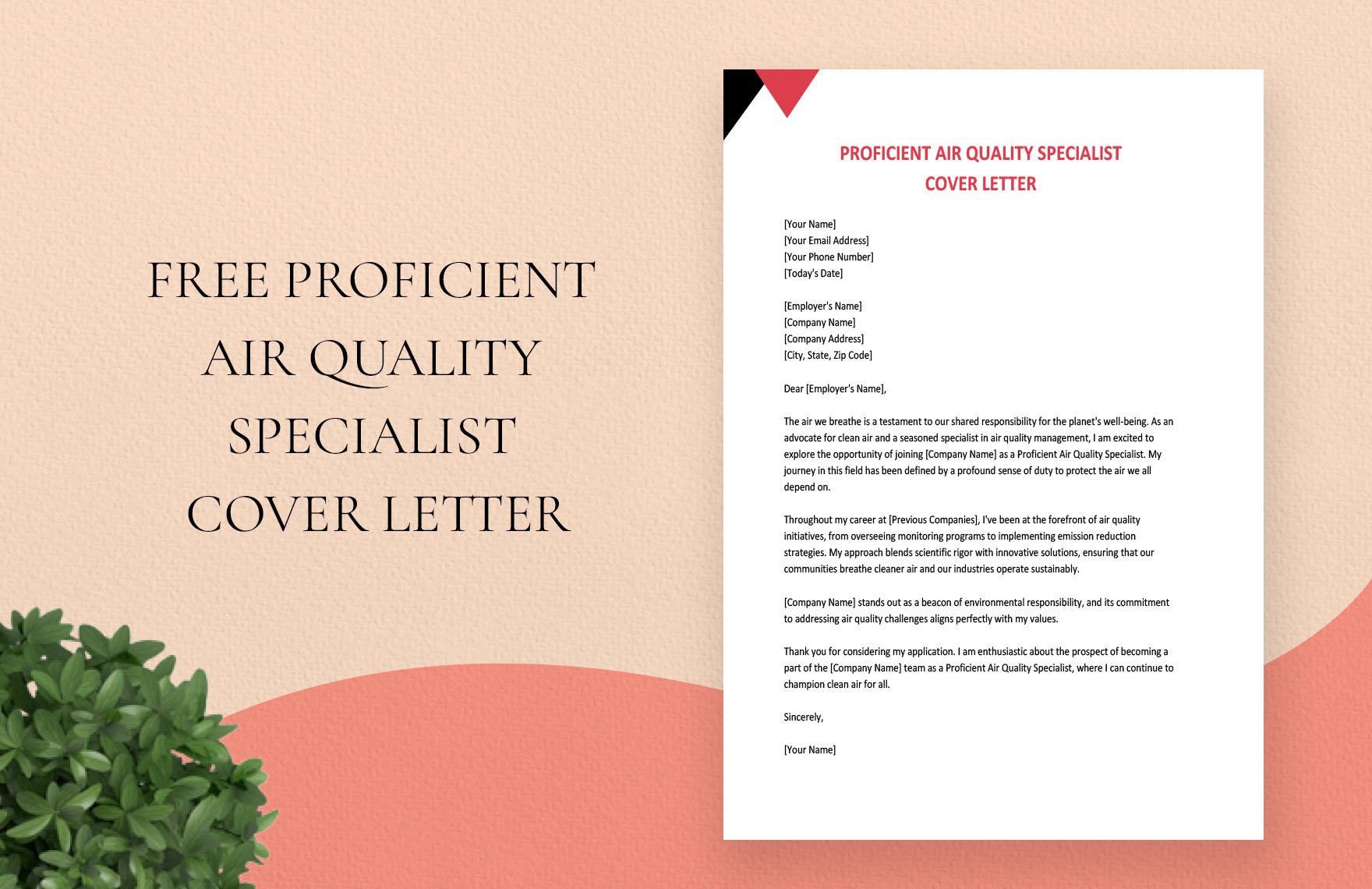 Proficient Air Quality Specialist Cover Letter in Word, Google Docs